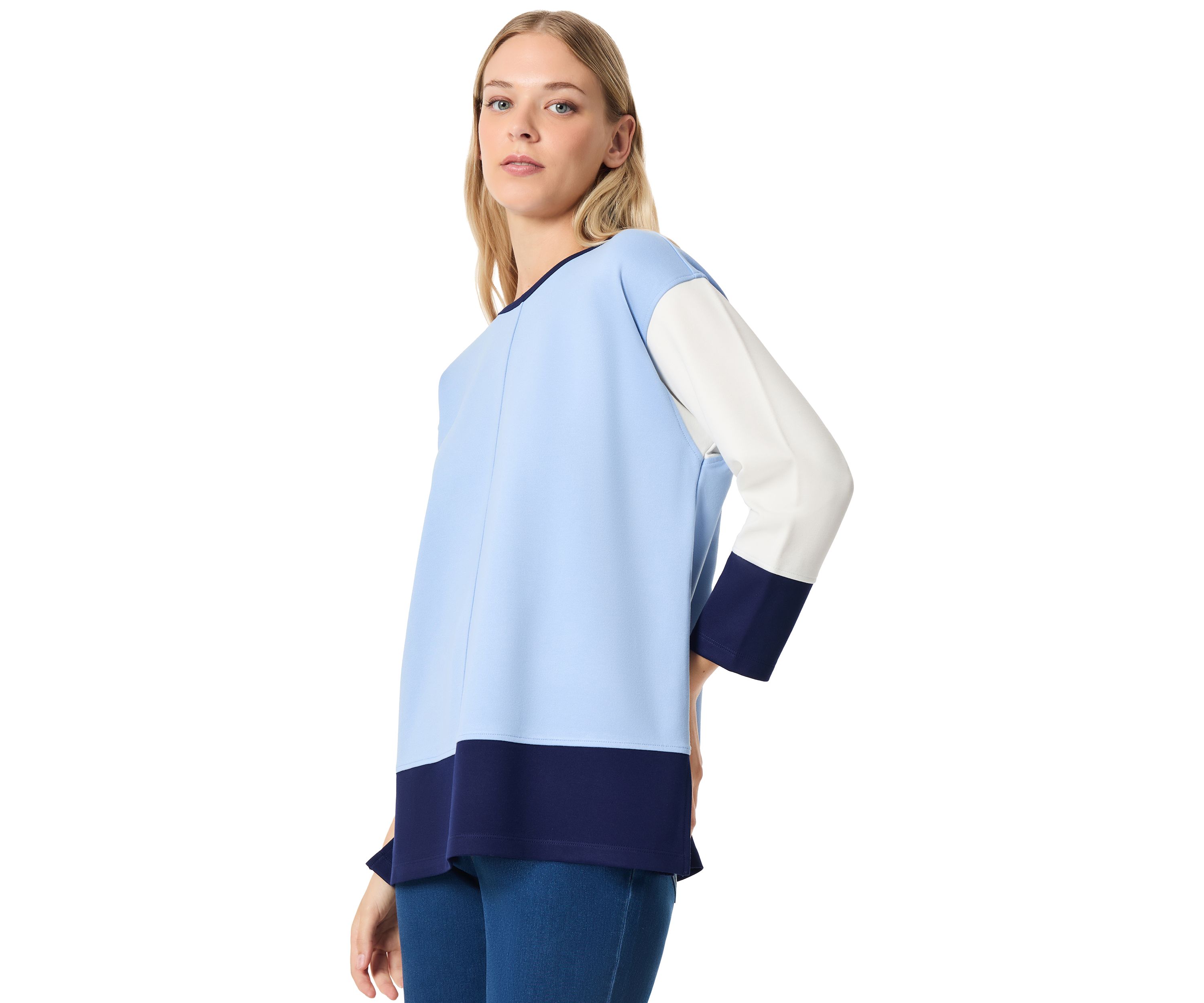 Womens Long Sleeve Color Block Serenity Knit Sweater