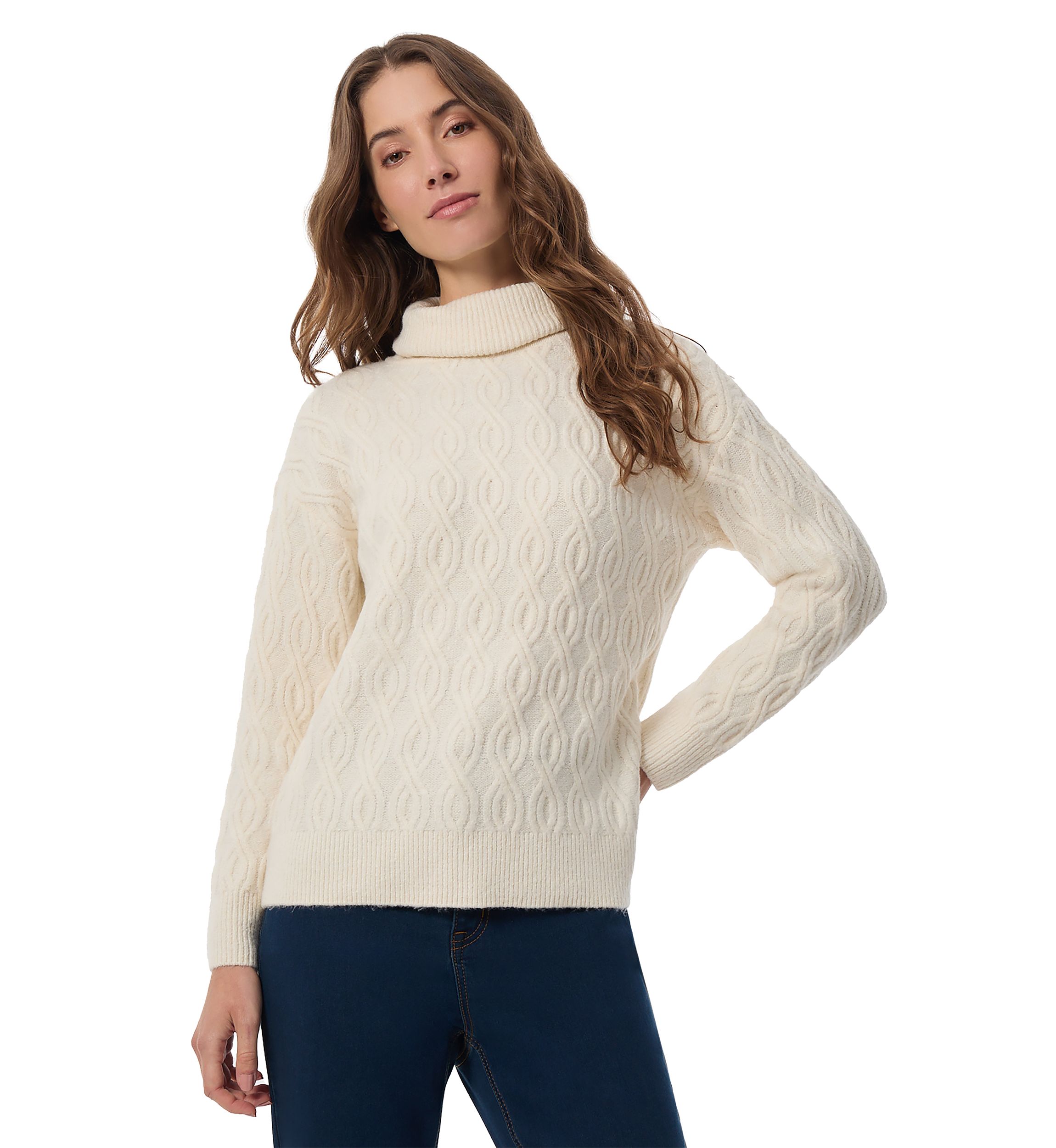 Womens Long Sleeve Twist Ribbed Turtleneck Sweater 