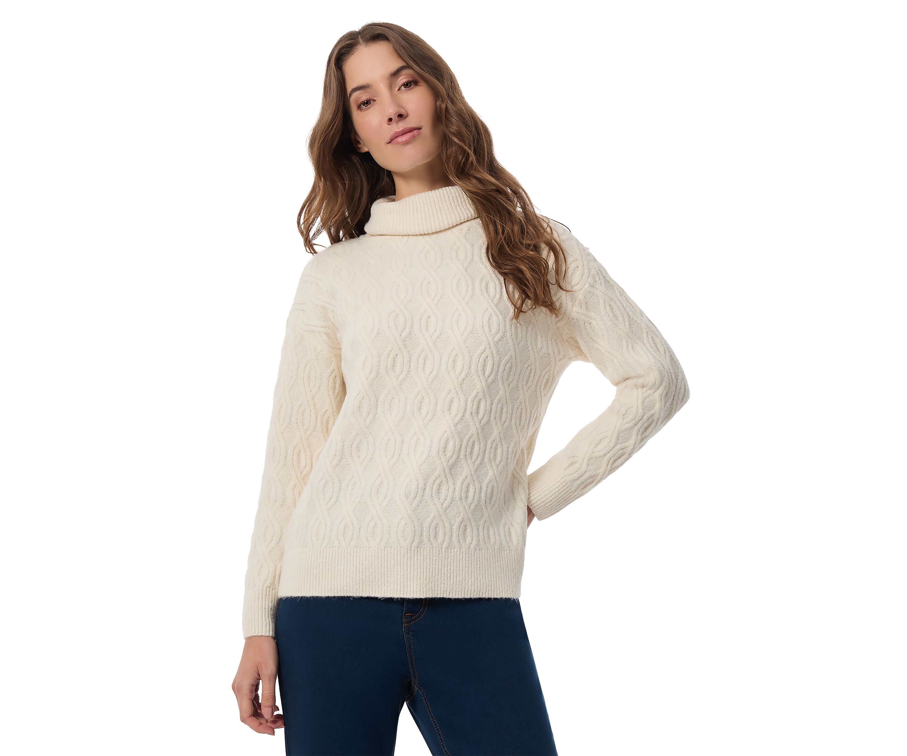 Womens Long Sleeve Twist Ribbed Turtleneck Sweater 