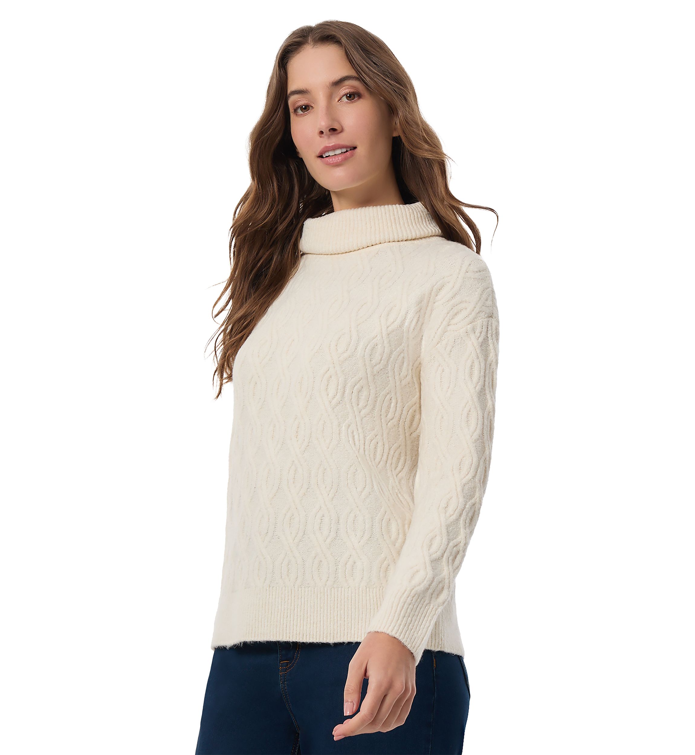 Womens Long Sleeve Twist Ribbed Turtleneck Sweater 