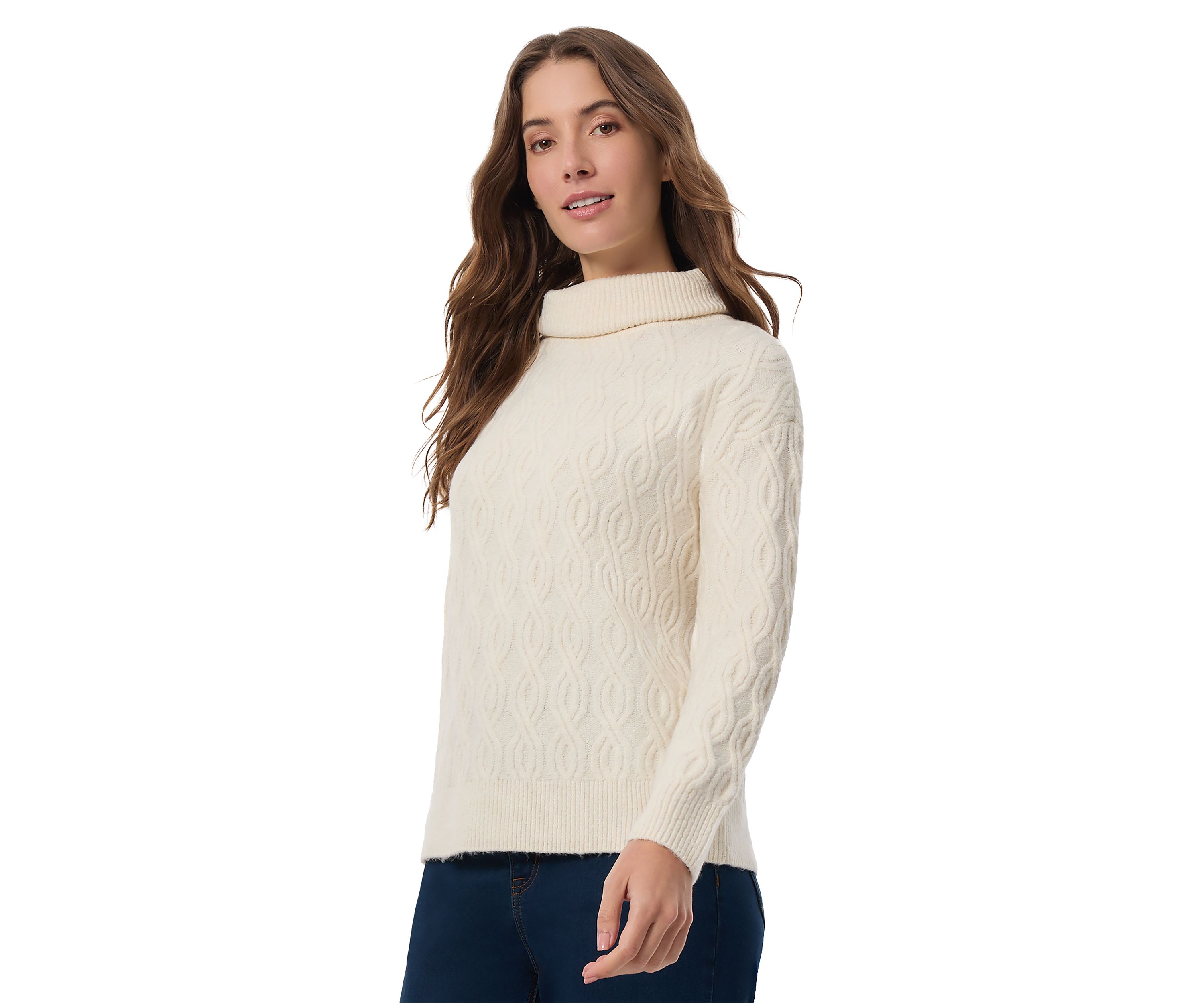 Womens Long Sleeve Twist Ribbed Turtleneck Sweater 