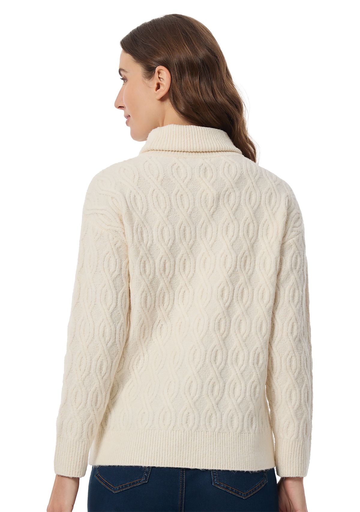 Petite Rib Twist Cable Turtleneck Sweater