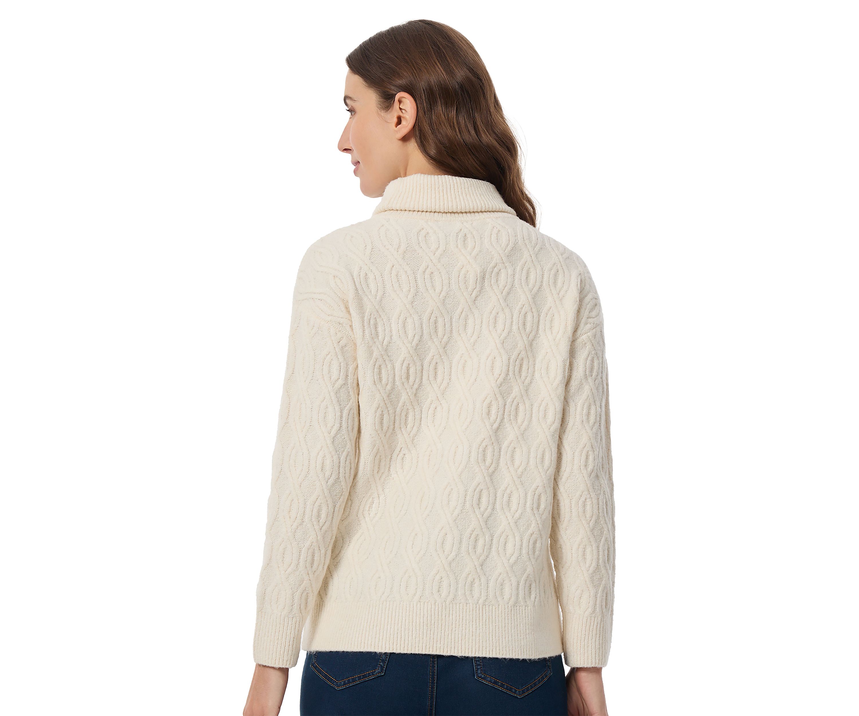 Petite Rib Twist Cable Turtleneck Sweater
