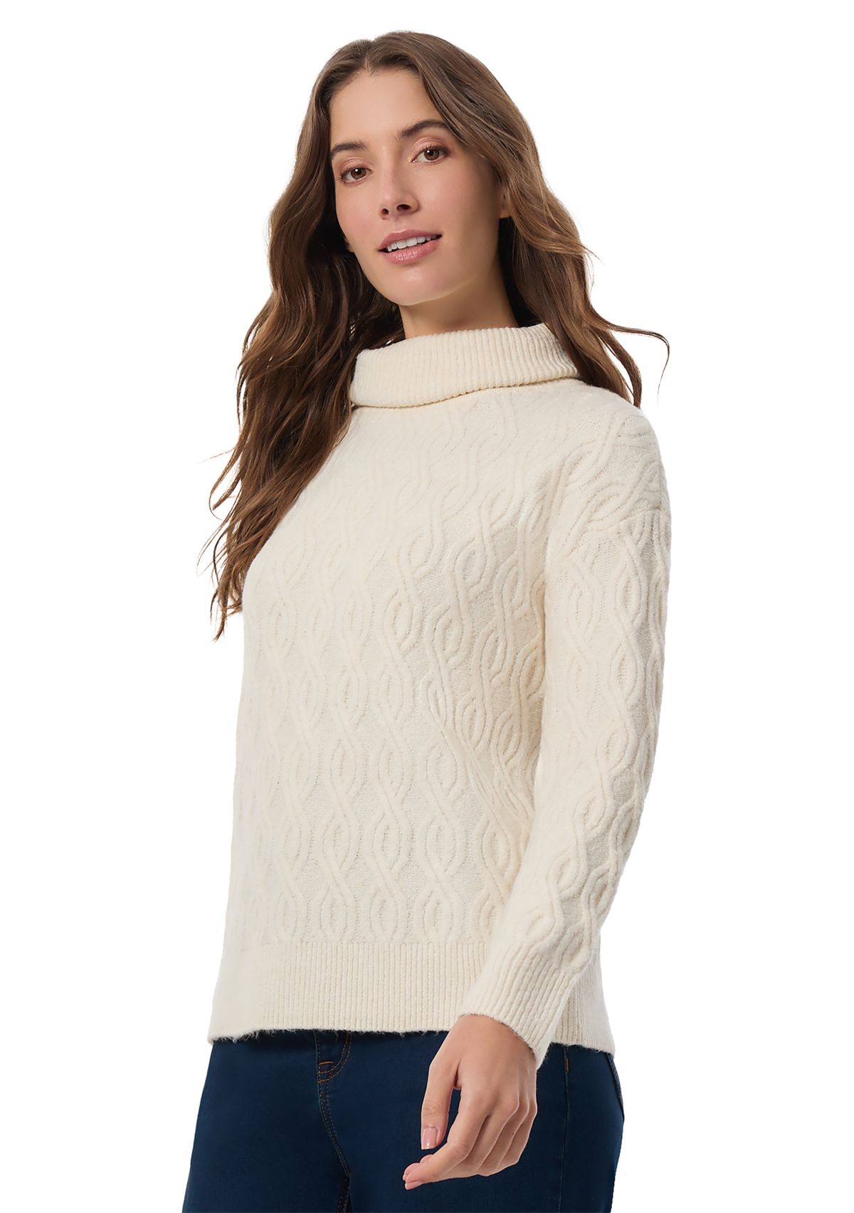 Petite Rib Twist Cable Turtleneck Sweater