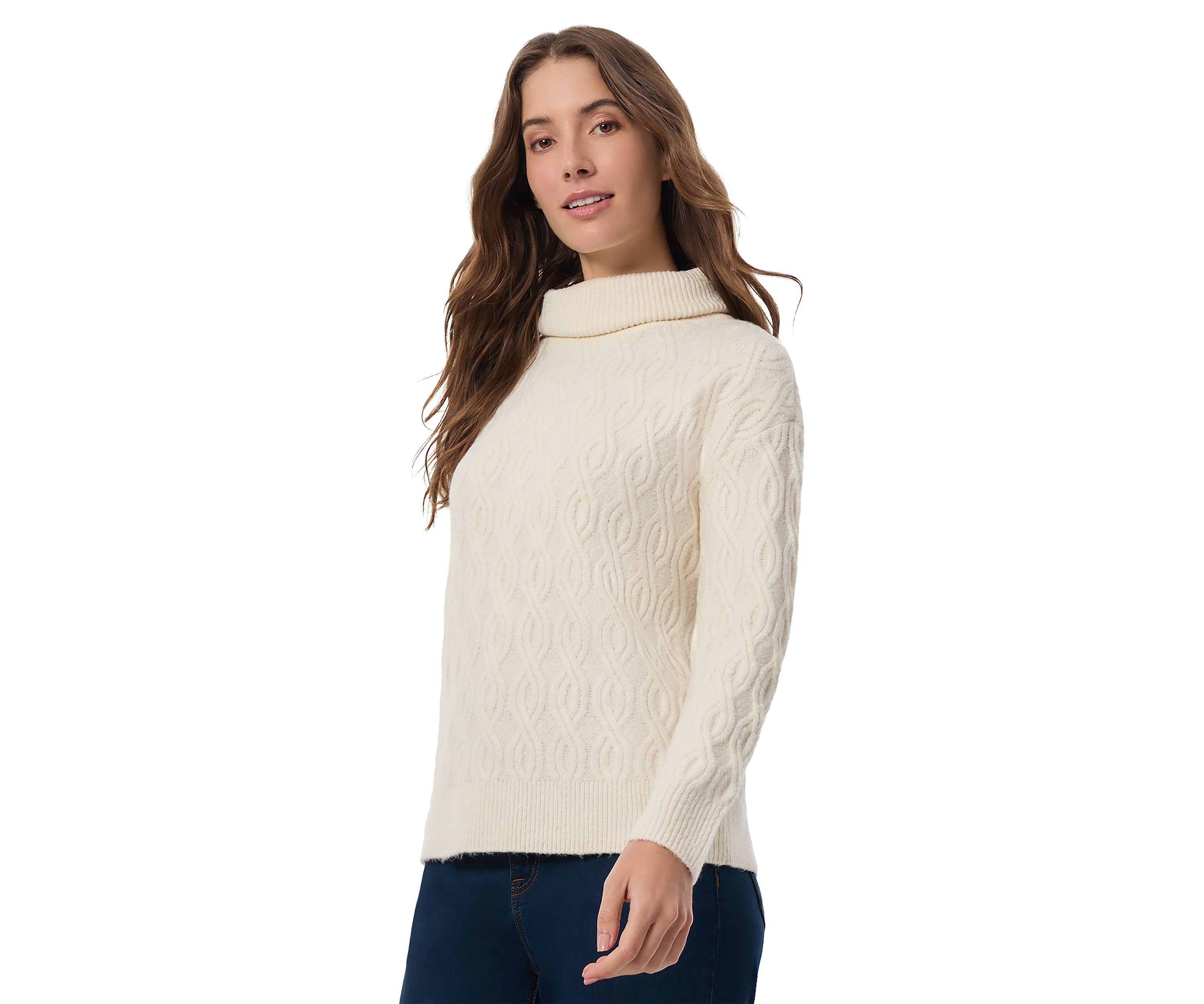 Petite Rib Twist Cable Turtleneck Sweater