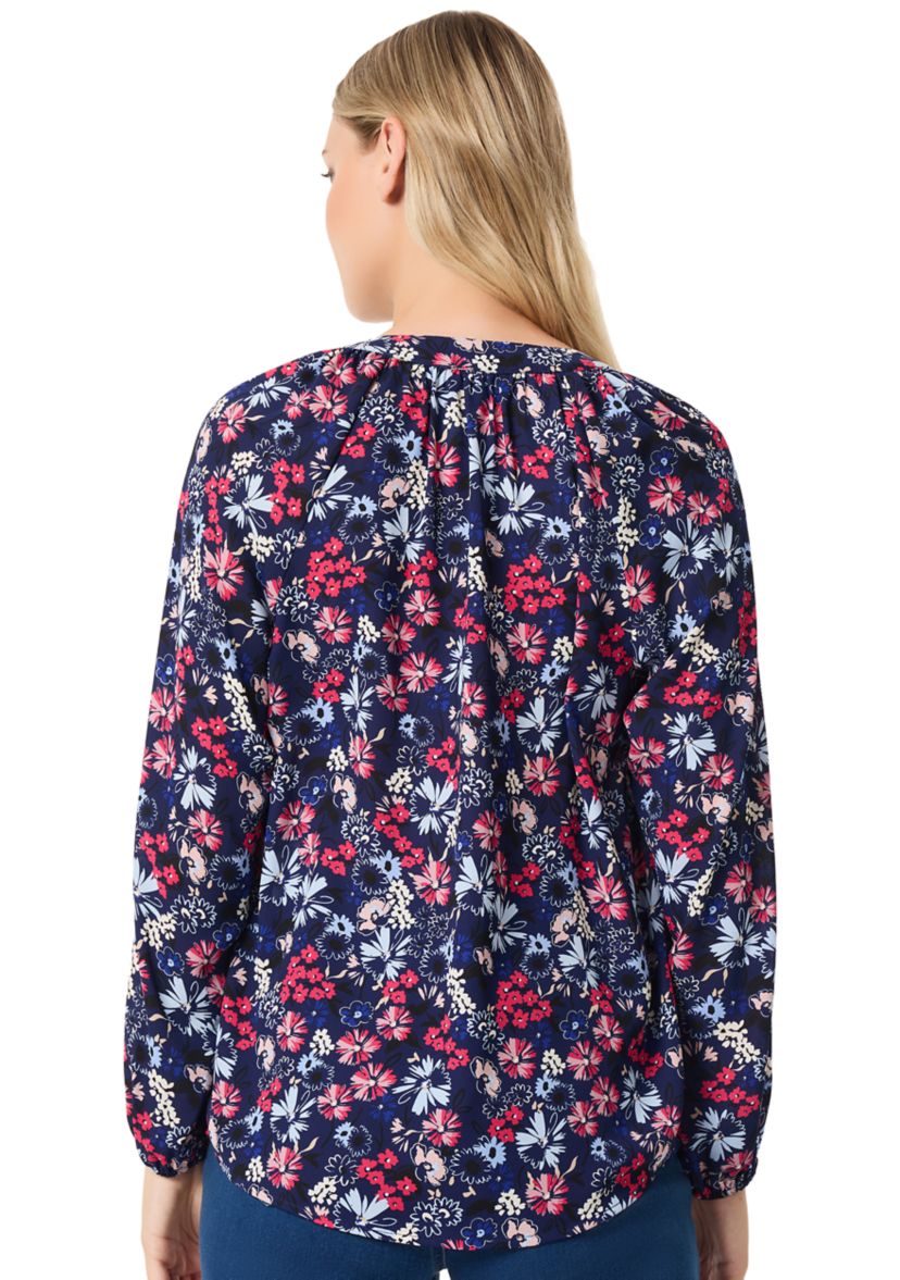 Womens Long Sleeve Raglan Printed Blouse 