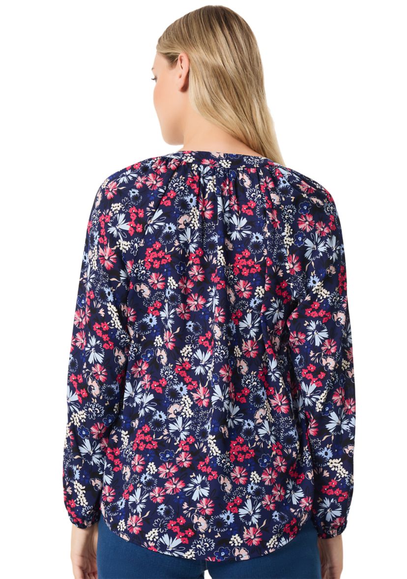 Petite Long Sleeve Raglan Blouse with Twin Print 