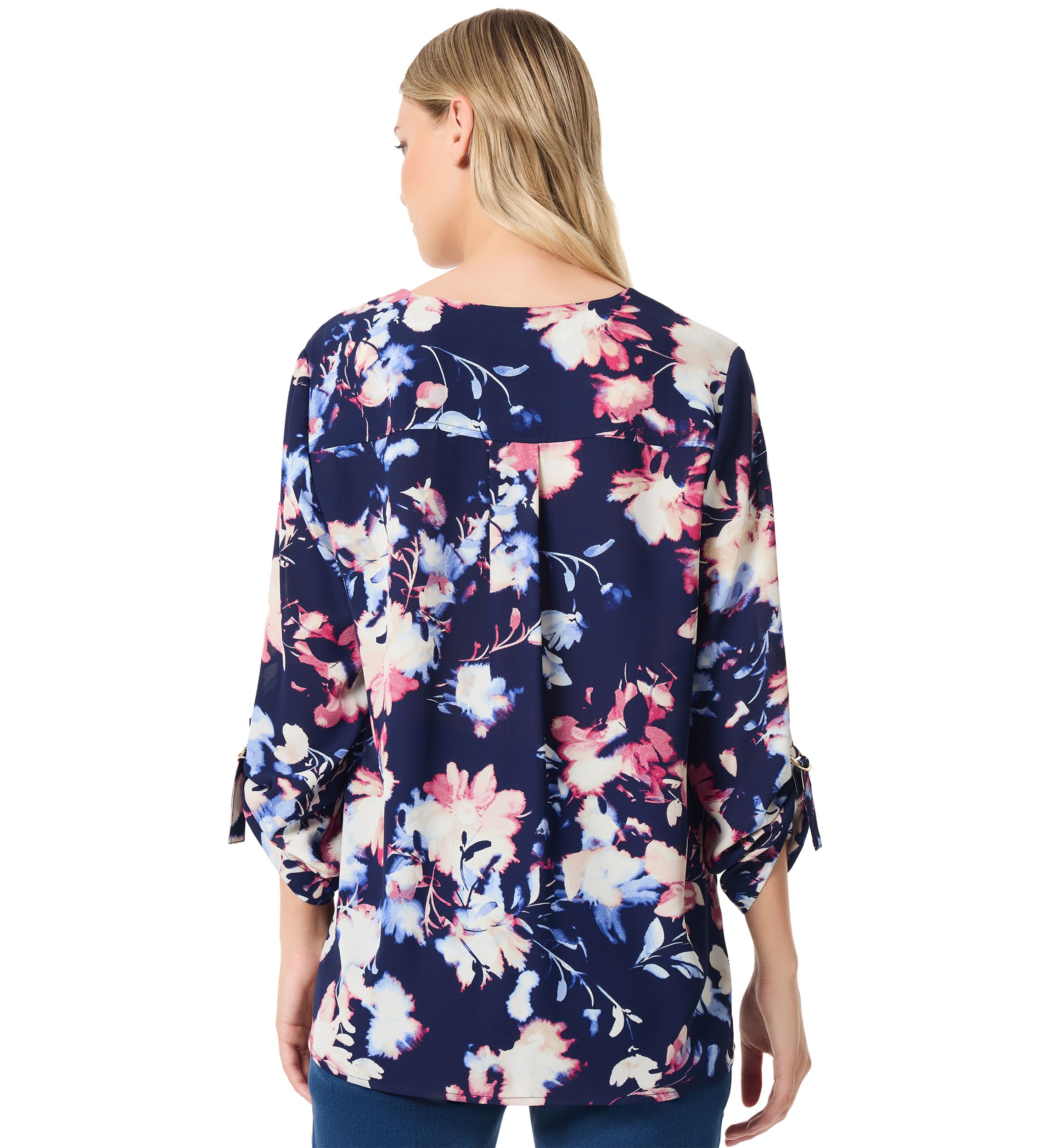 Womens Printed V-Neck Top
