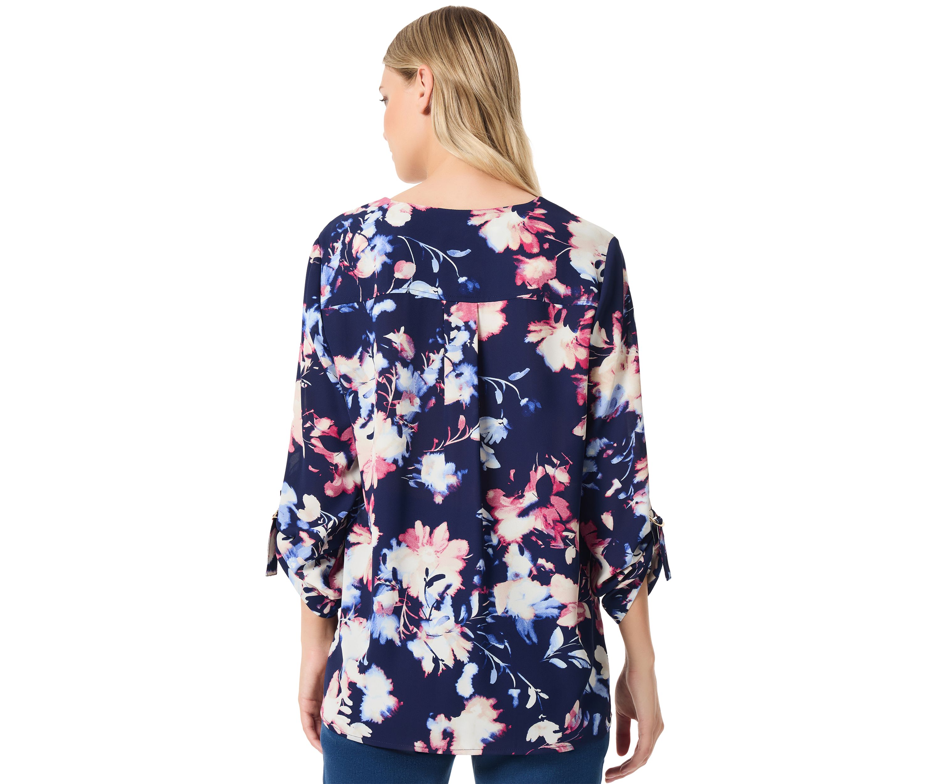 Womens Printed V-Neck Top