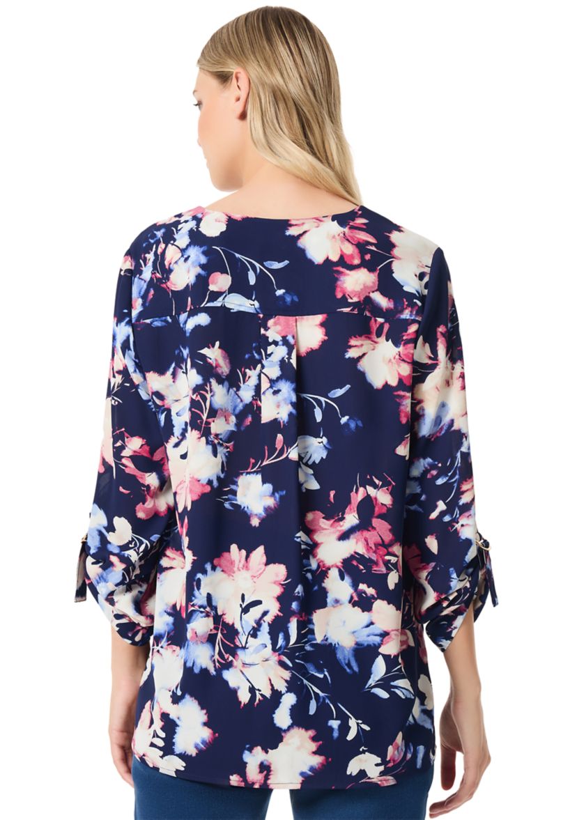 Womens Printed V-Neck Top