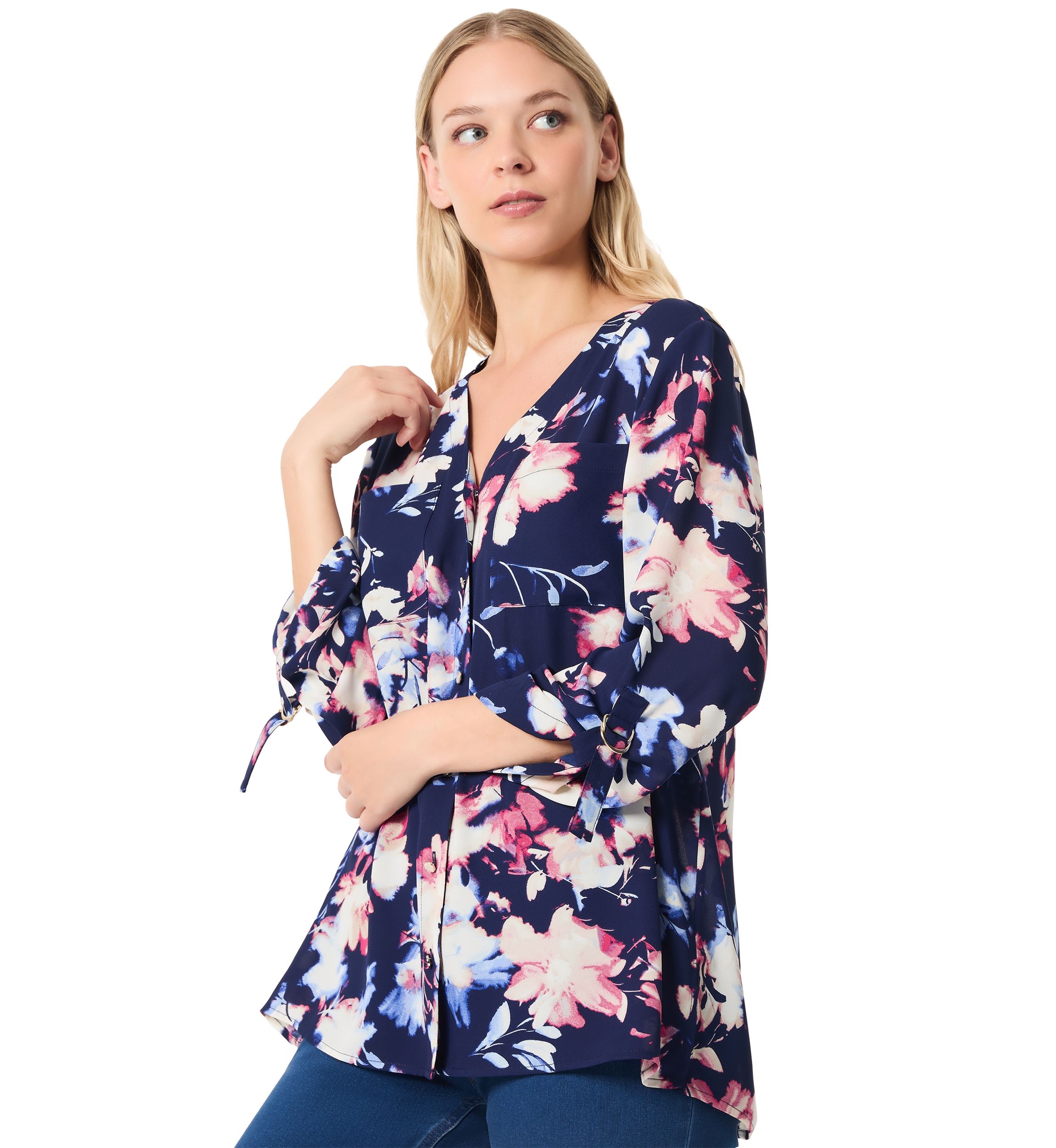Womens Printed V-Neck Top
