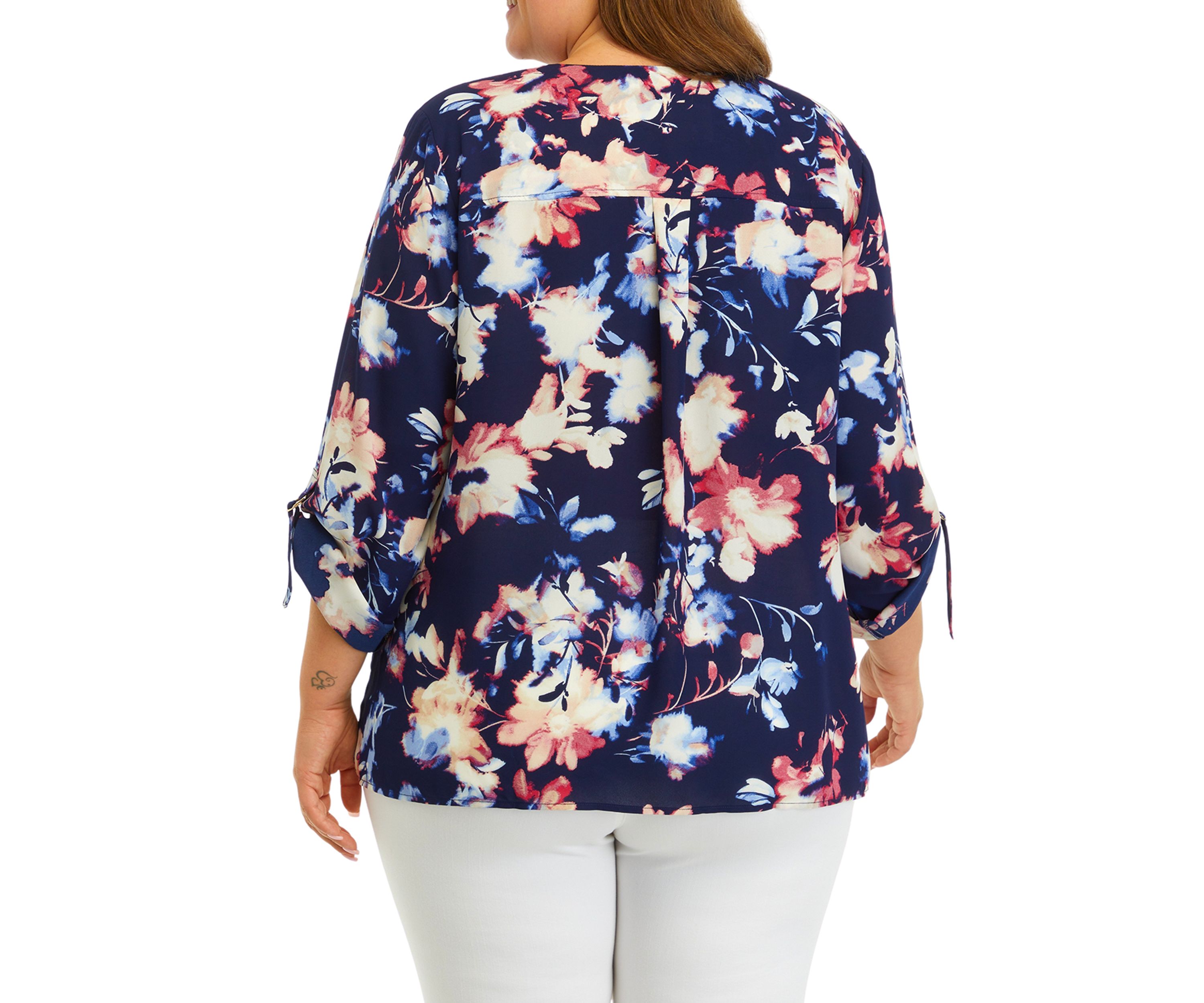 Womens Long Sleeve Collarless Tunic
