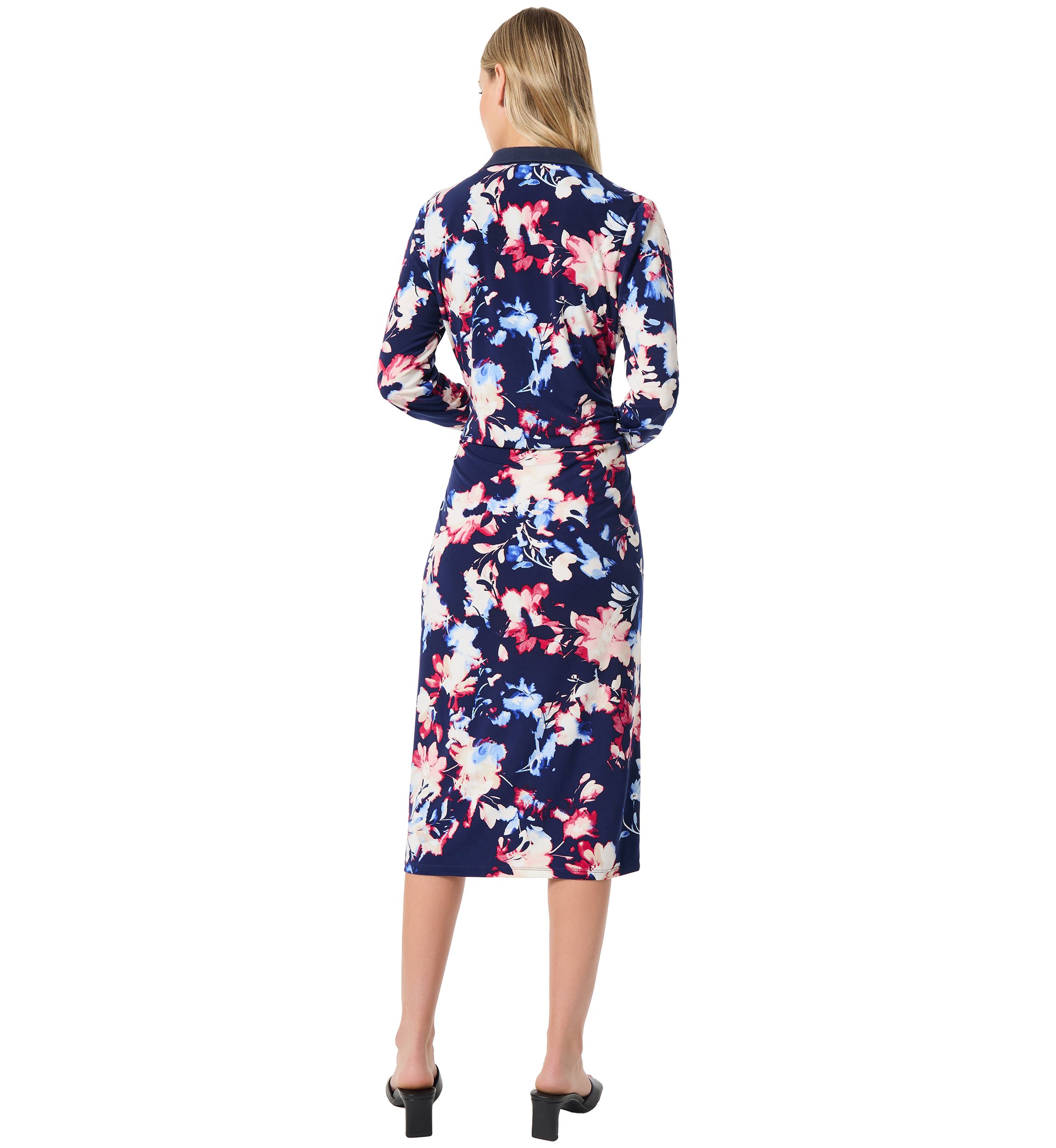 Womens Printed Wrapped Midi Dress