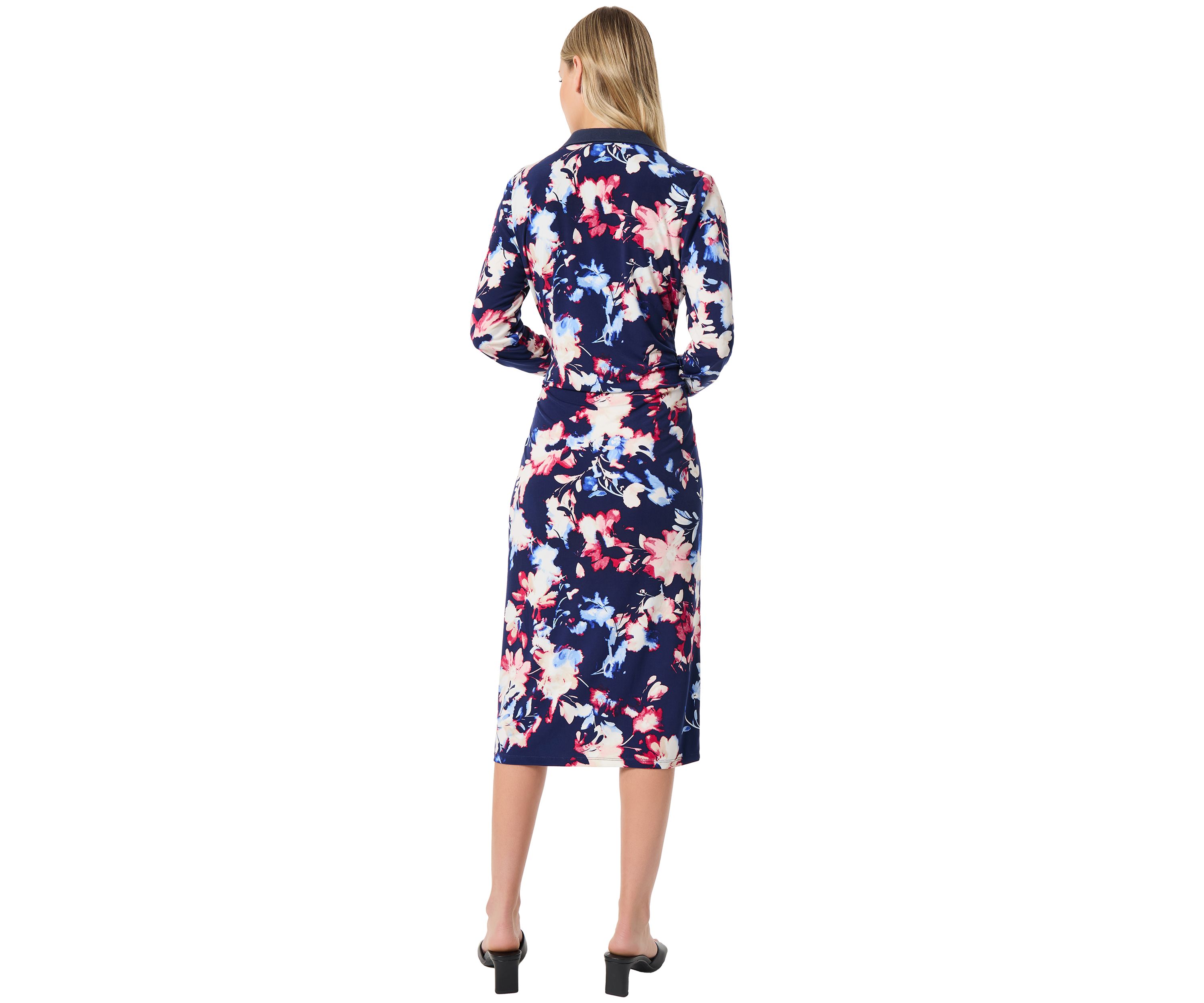 Womens Printed Wrapped Midi Dress