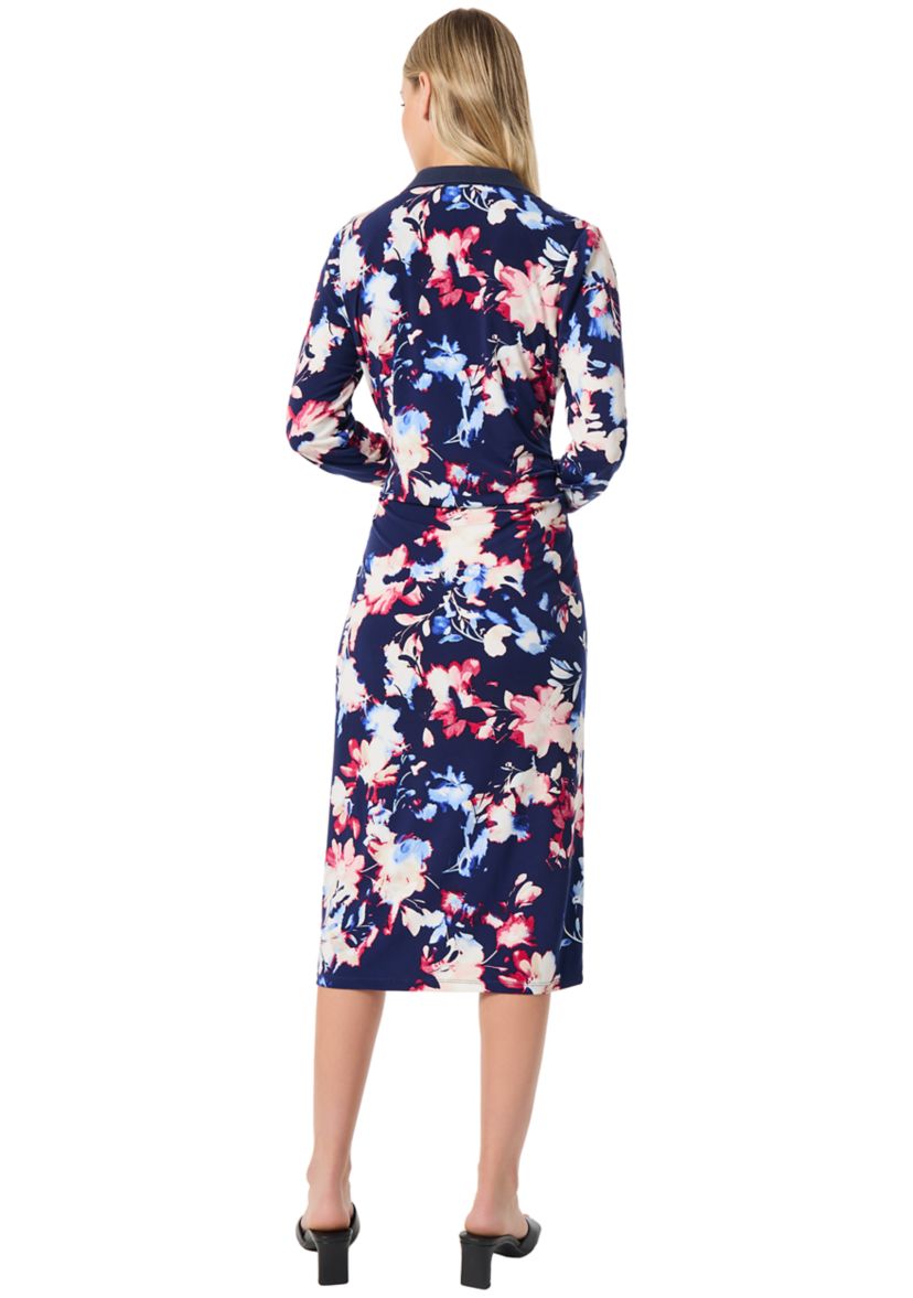 Womens Printed Wrapped Midi Dress