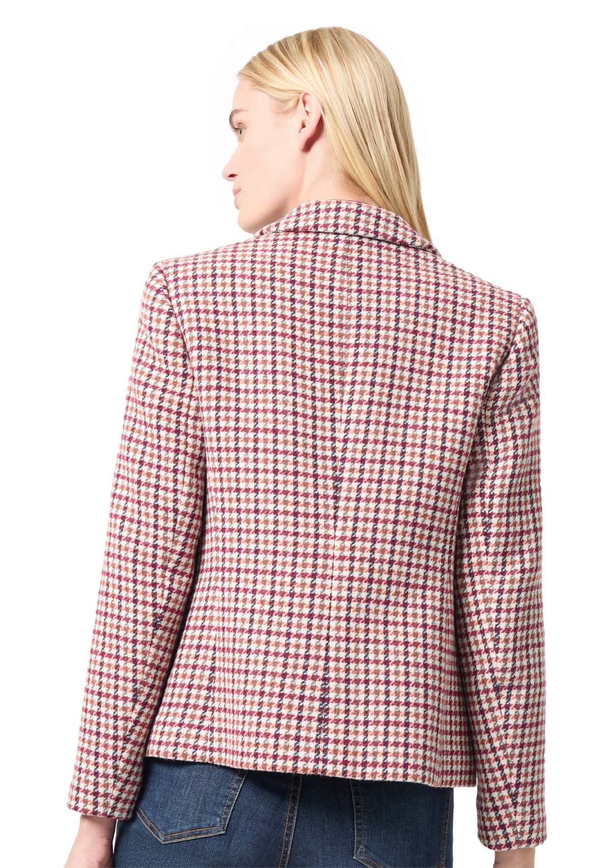 Womens Faux Double Breasted Tweed Jacket