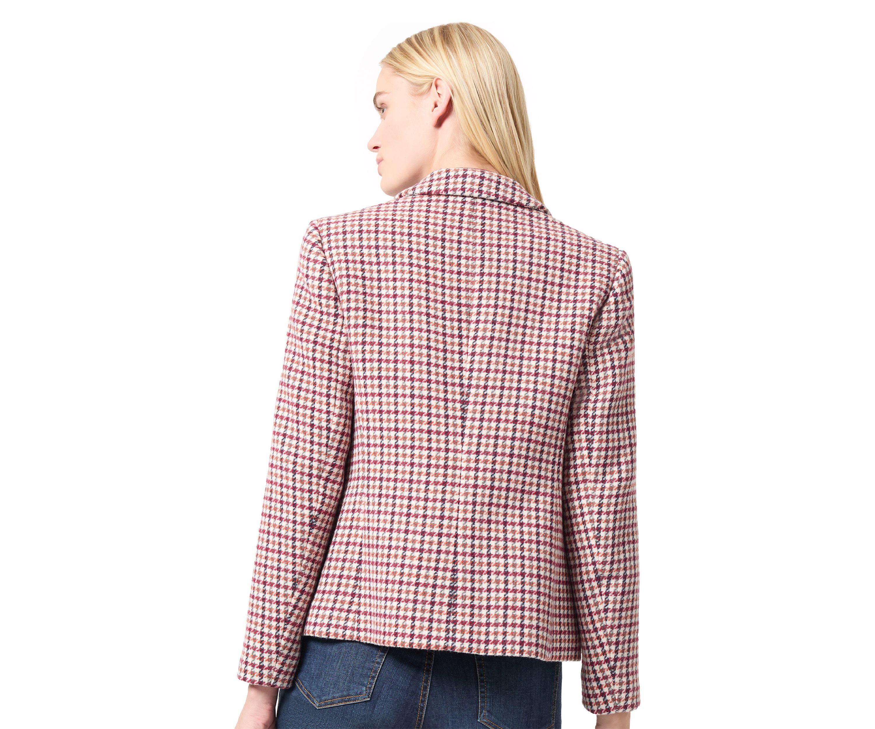 Womens Faux Double Breasted Tweed Jacket
