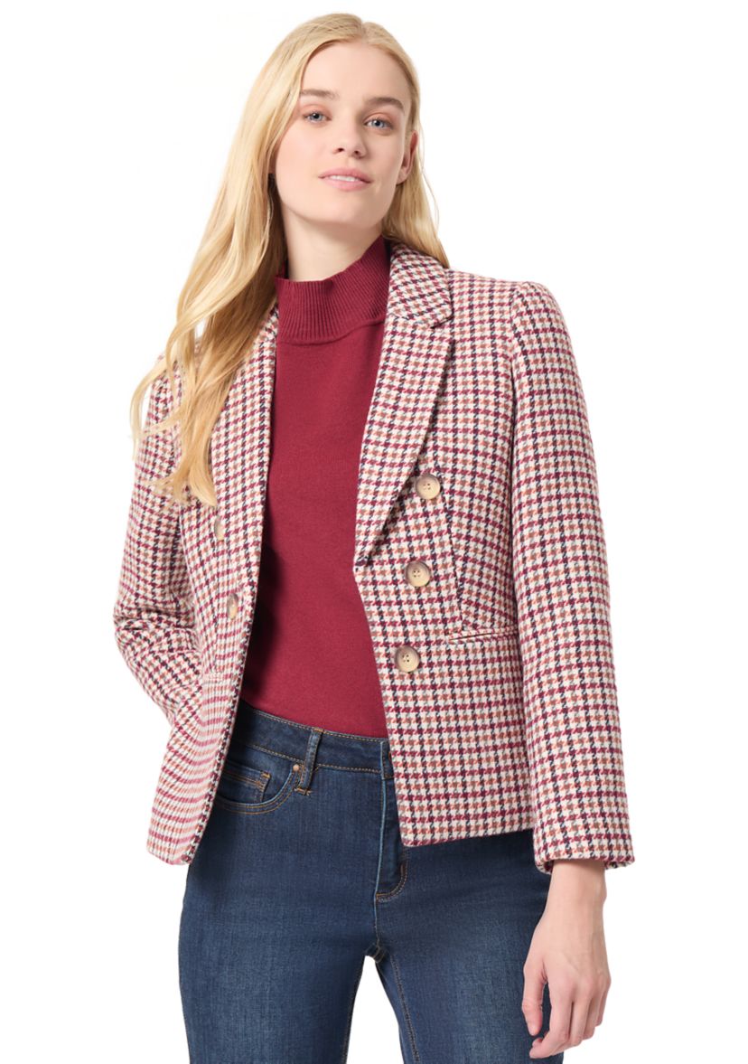 Petite Faux Double Breasted Tweed Jacket