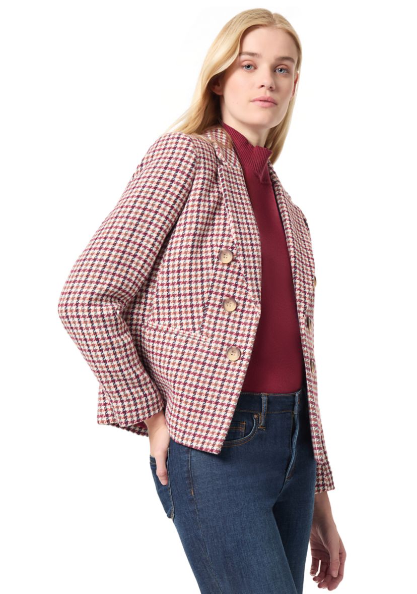 Petite Faux Double Breasted Tweed Jacket