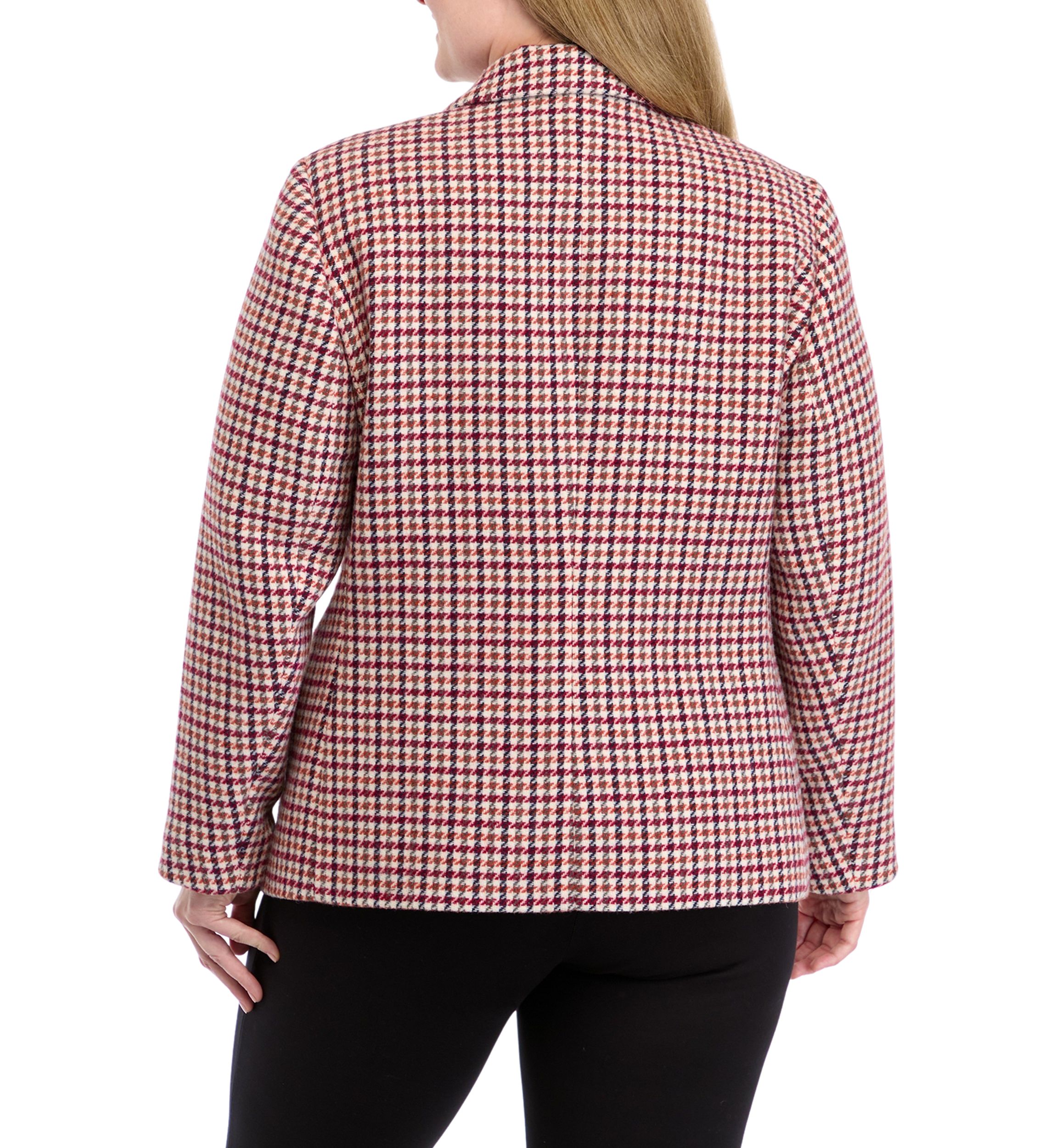 Plus Size Faux Double Breasted Tweed Jacket