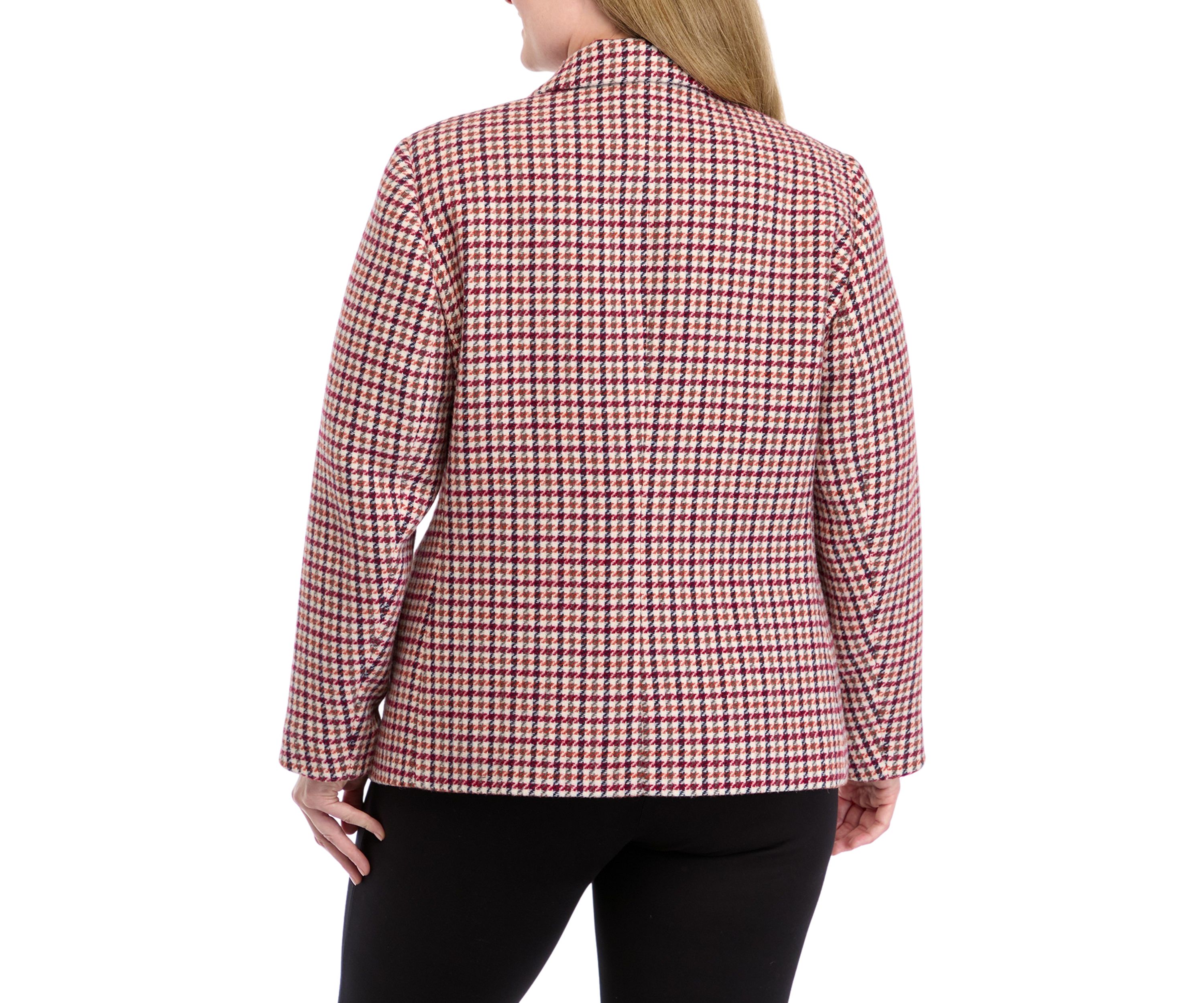 Plus Size Faux Double Breasted Tweed Jacket