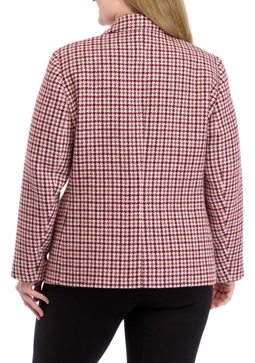 Plus Size Faux Double Breasted Tweed Jacket