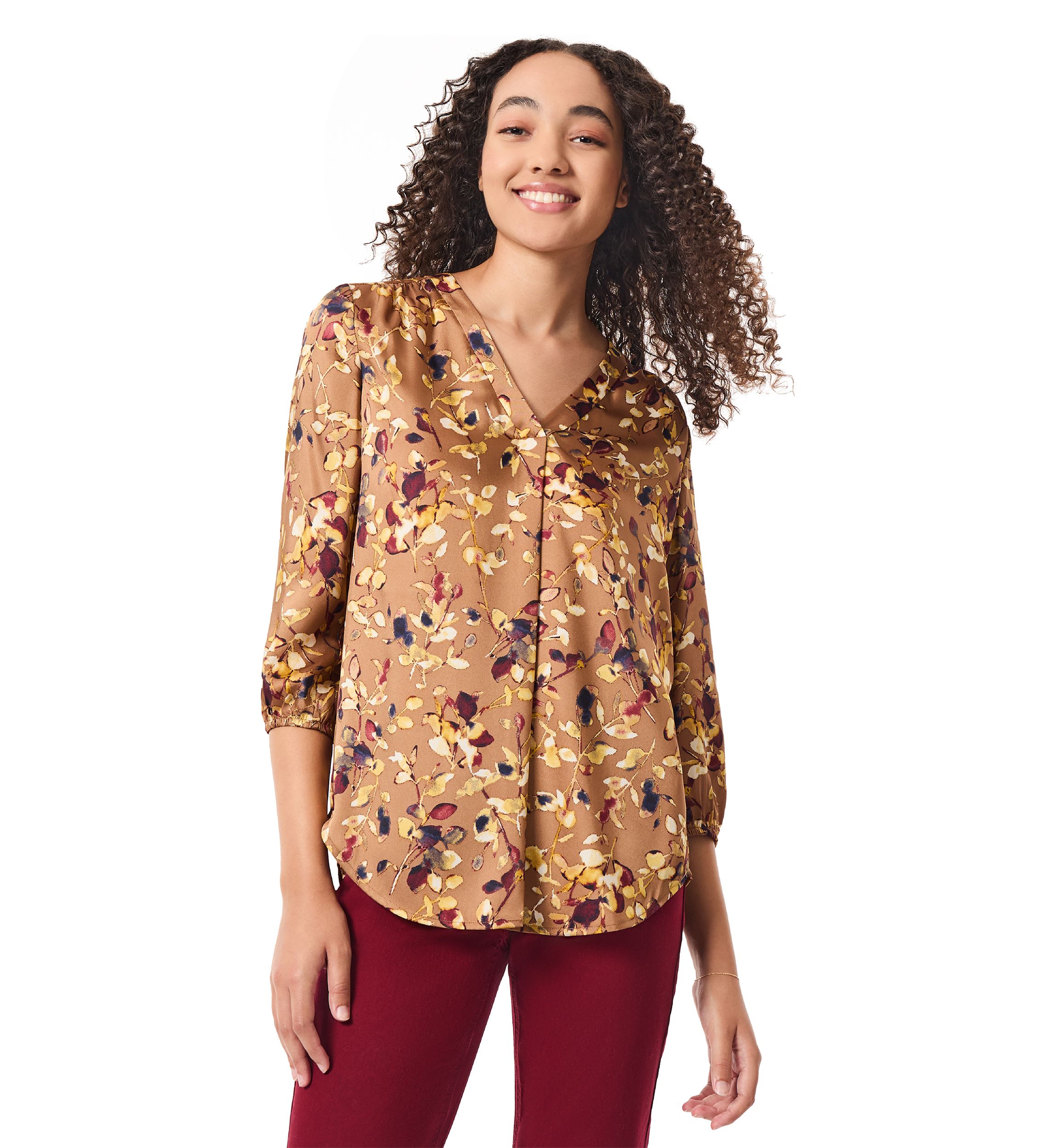 Womens 3/4 Sleeve Printed Kelly Blouse 