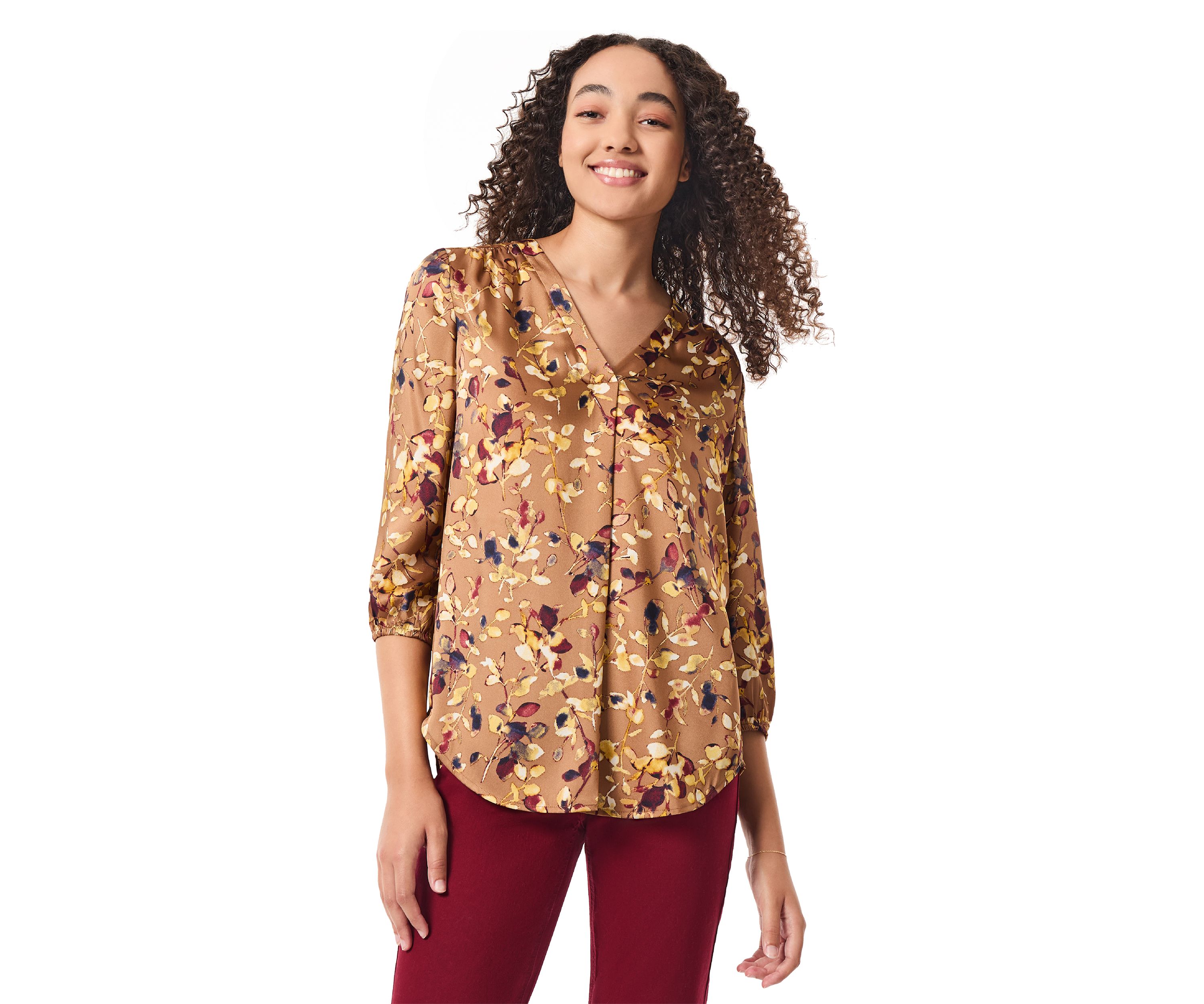 Womens 3/4 Sleeve Printed Kelly Blouse 