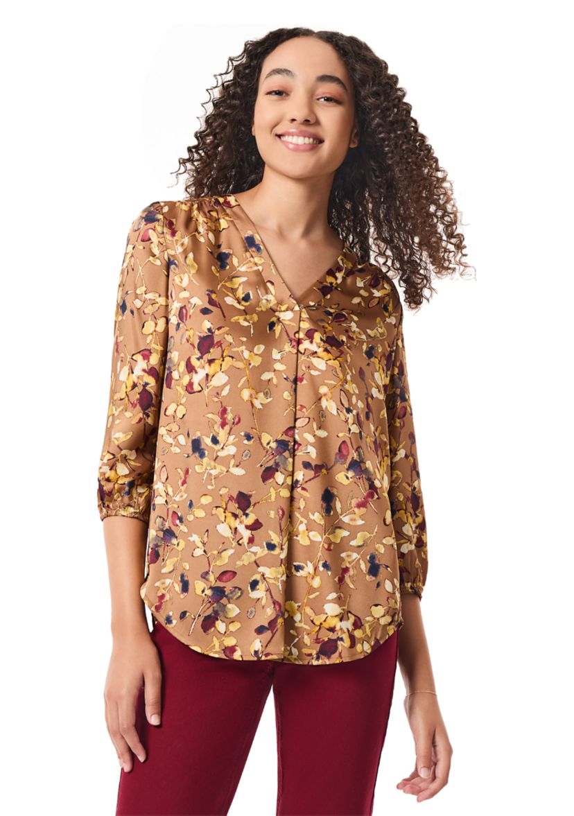Womens 3/4 Sleeve Printed Kelly Blouse 