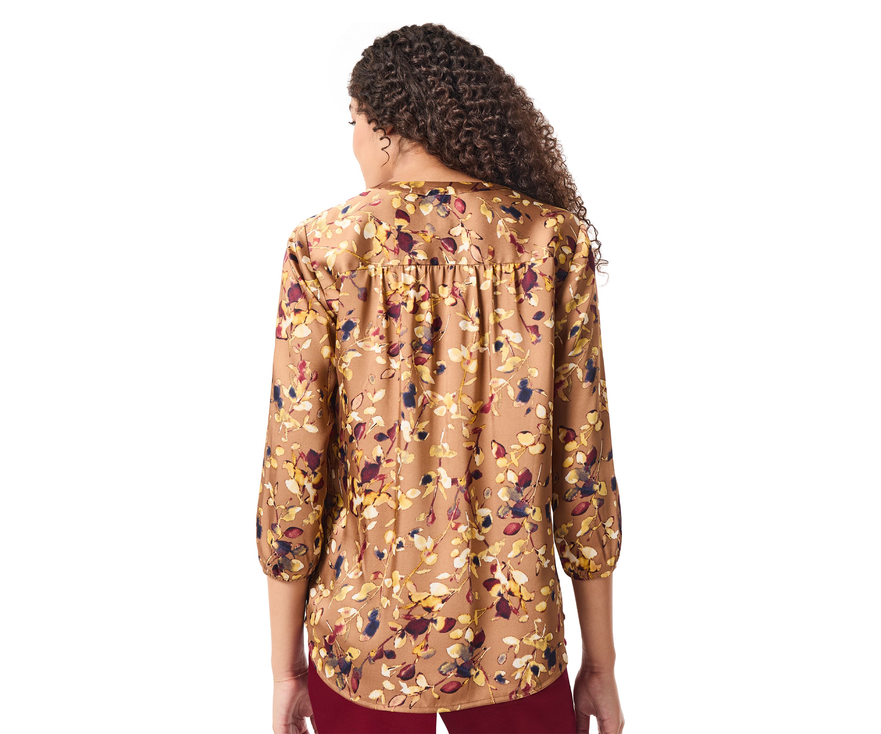Womens 3/4 Sleeve Printed Kelly Blouse 
