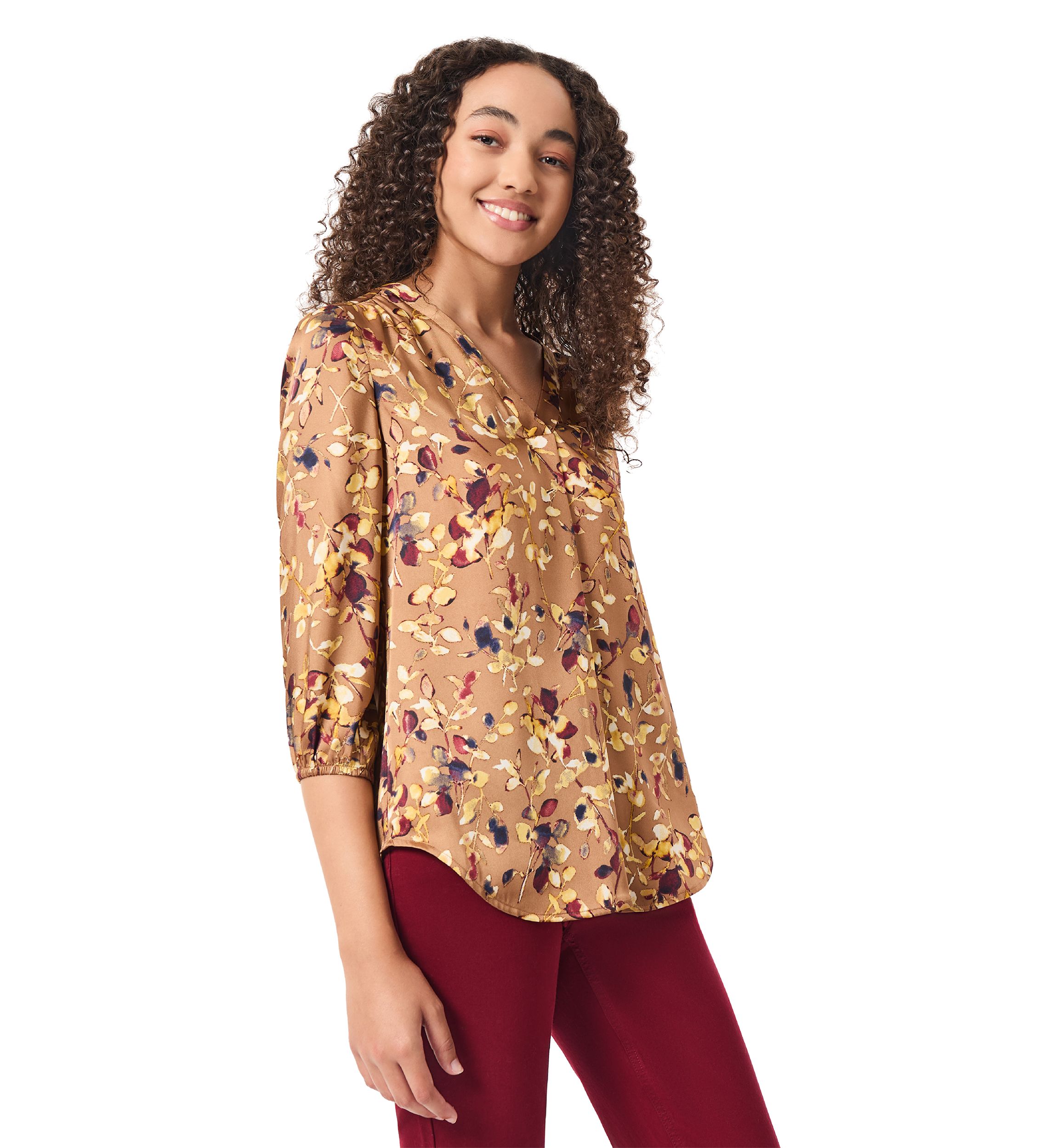 Womens 3/4 Sleeve Printed Kelly Blouse 