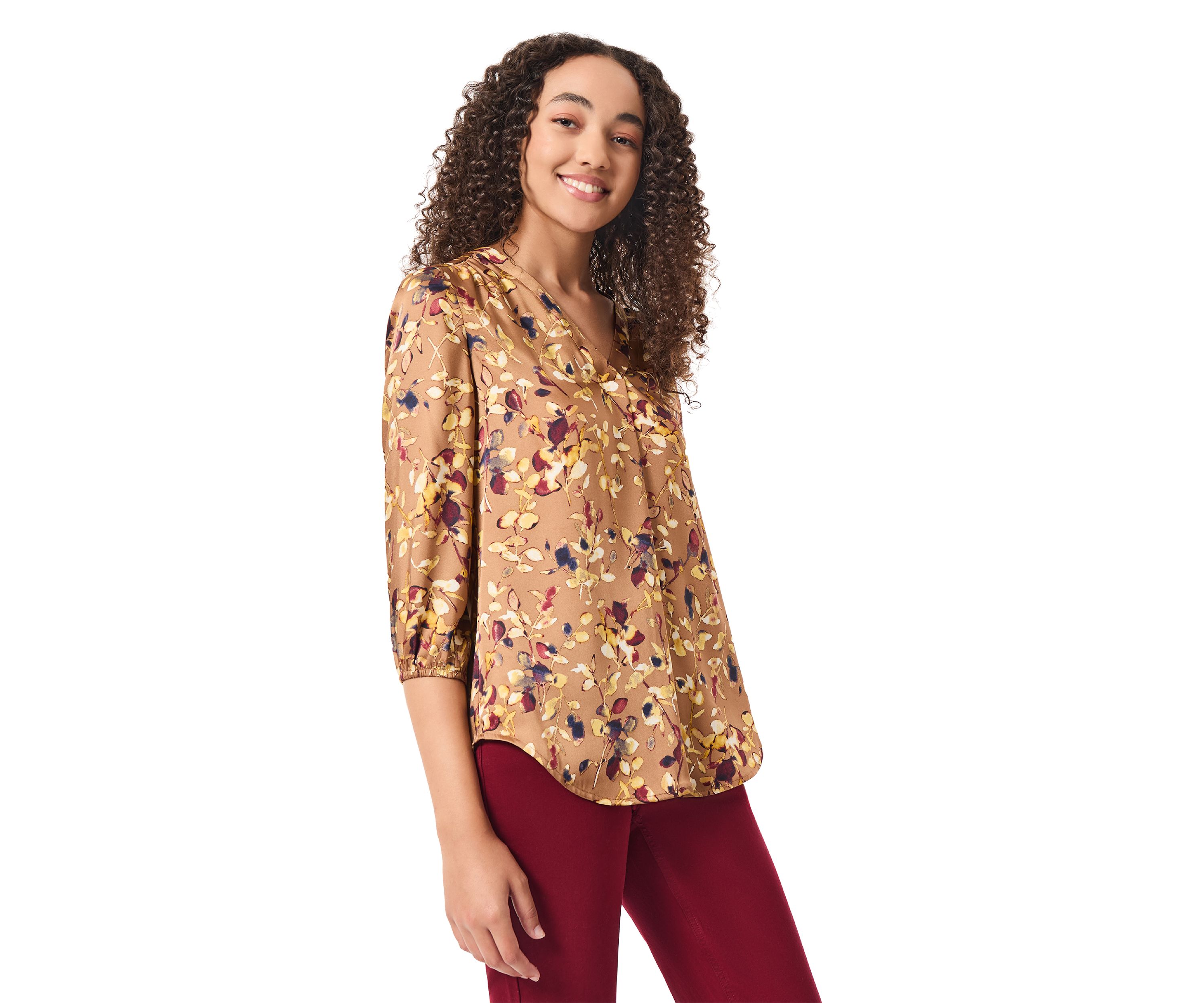 Womens 3/4 Sleeve Printed Kelly Blouse 
