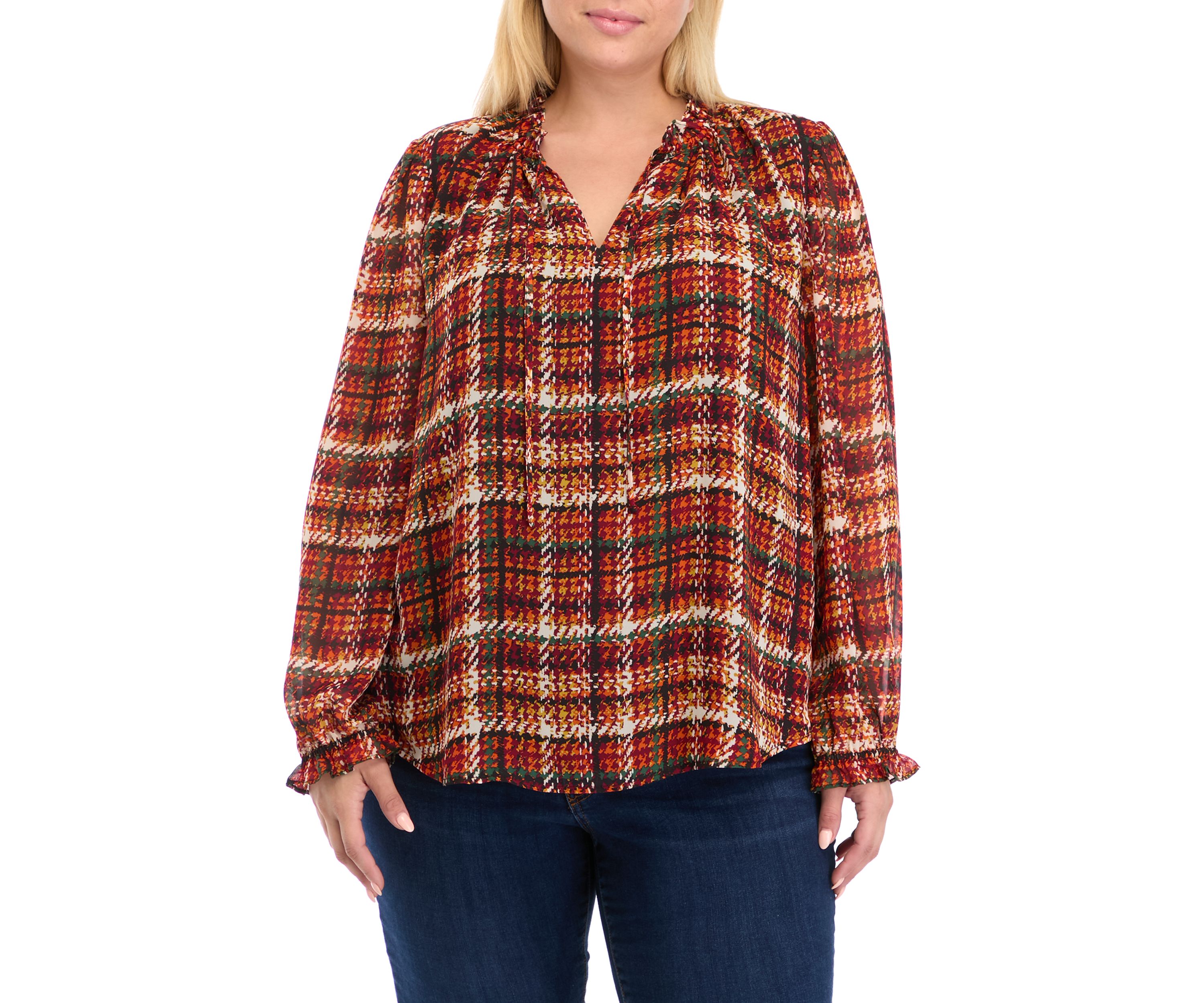 Plus Size Long Sleeve Raglan Peasant Blouse