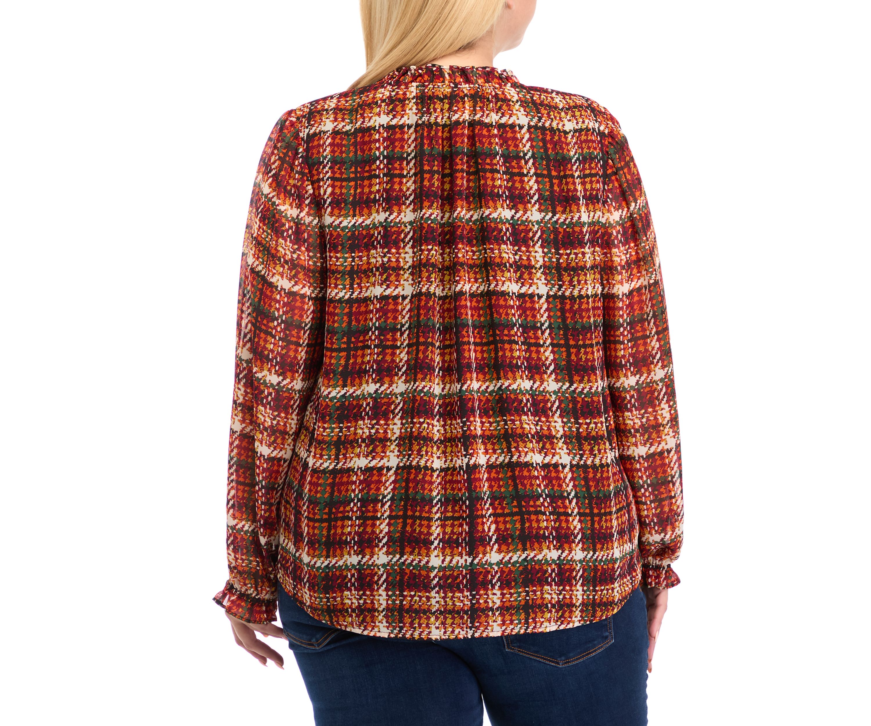 Plus Size Long Sleeve Raglan Peasant Blouse