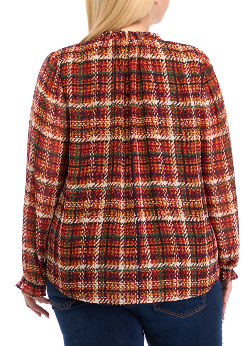 Plus Size Long Sleeve Raglan Peasant Blouse