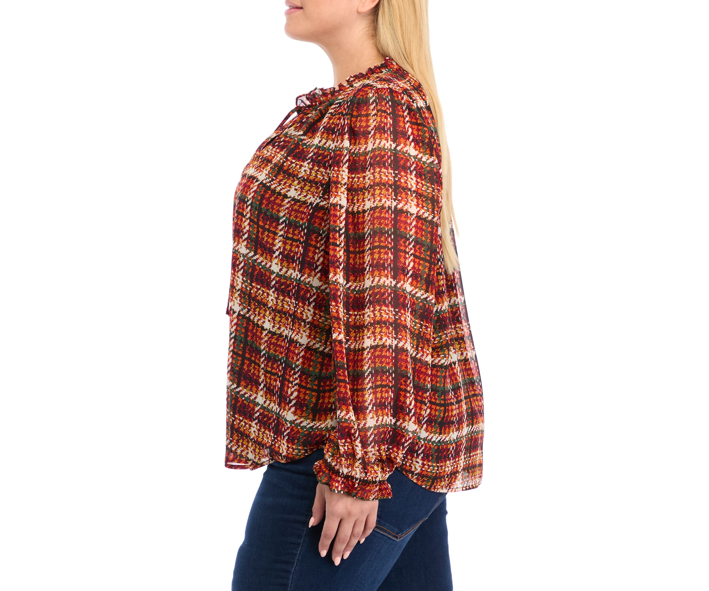 Plus Size Long Sleeve Raglan Peasant Blouse
