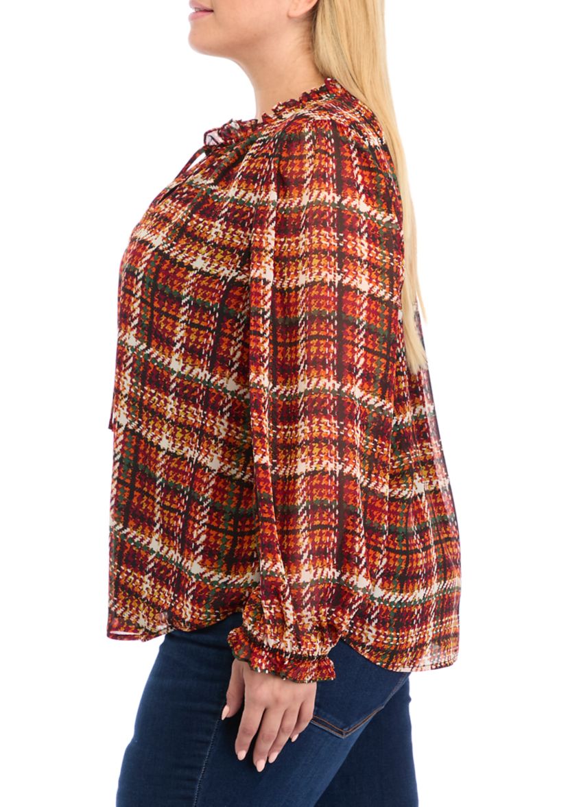 Plus Size Long Sleeve Raglan Peasant Blouse