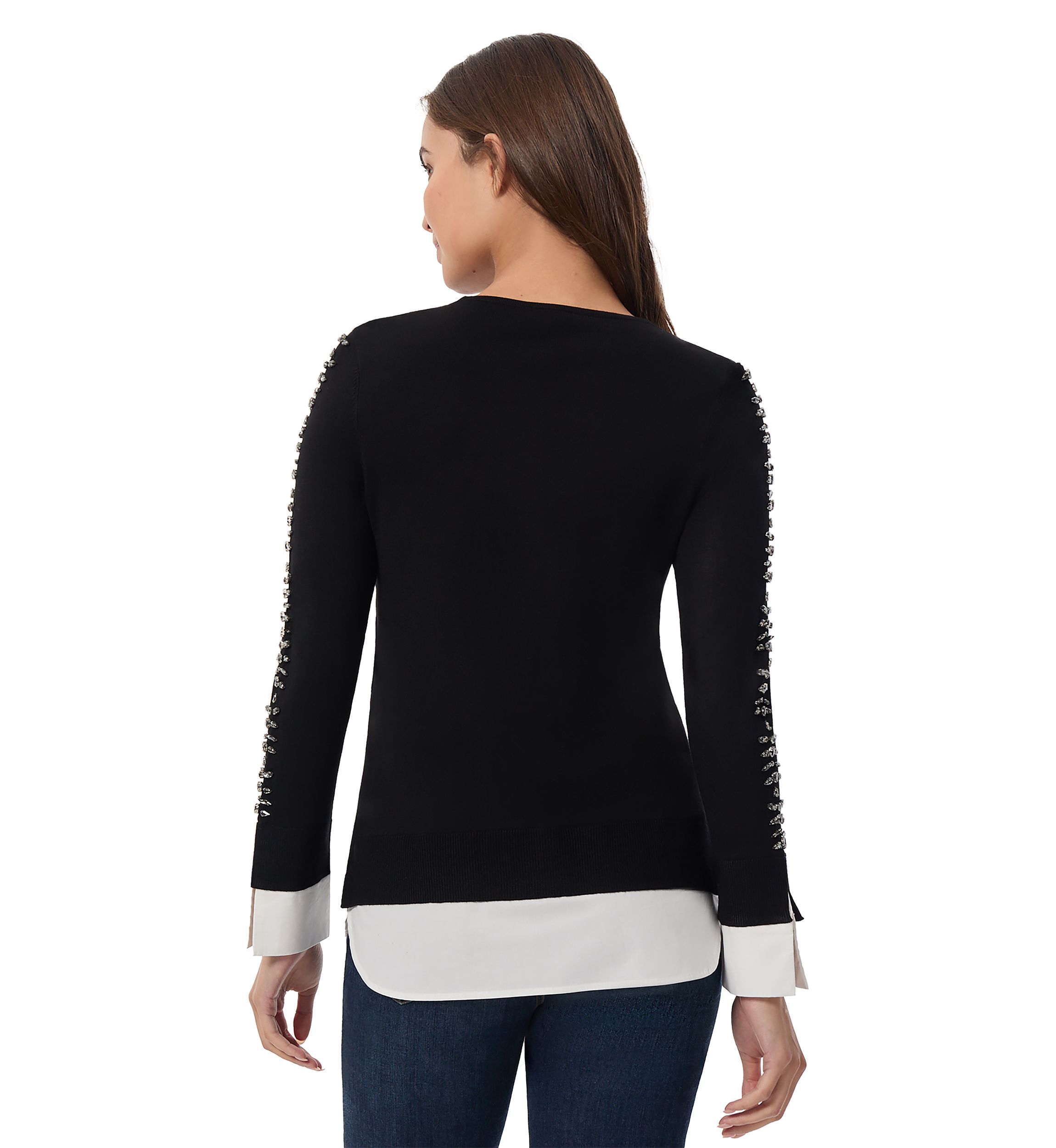Womens Embroidered 2Fer Sweater