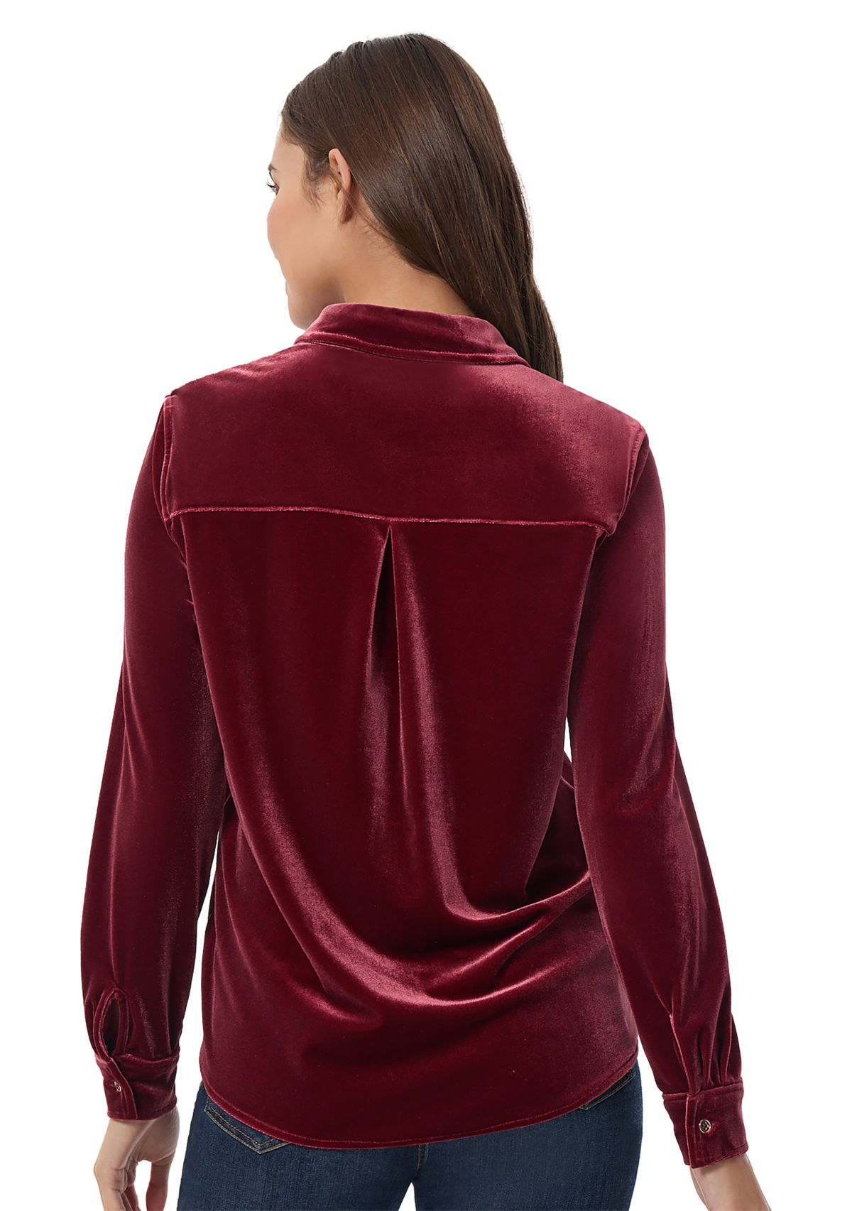 Womens Velour Button Down Shirt