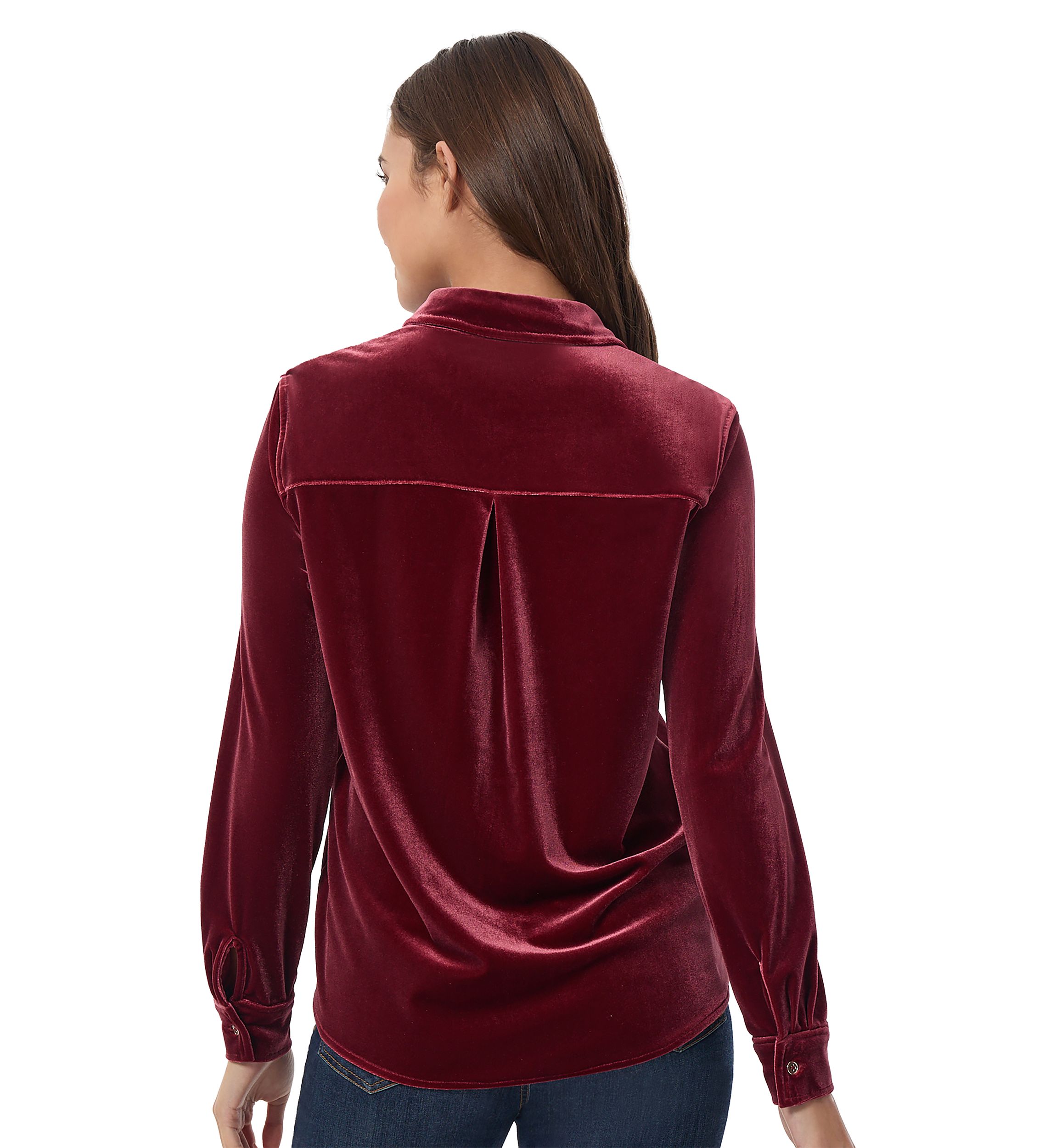 Womens Velour Button Down Shirt