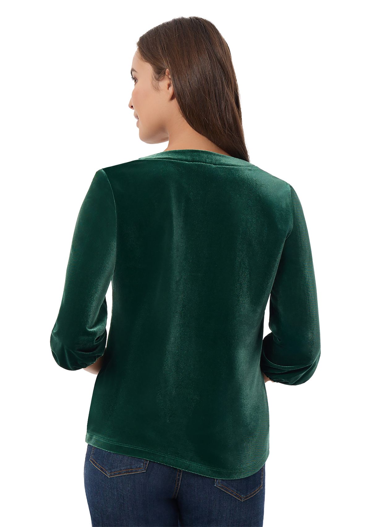 Womens 3/4 Sleeve Velour Blouse 