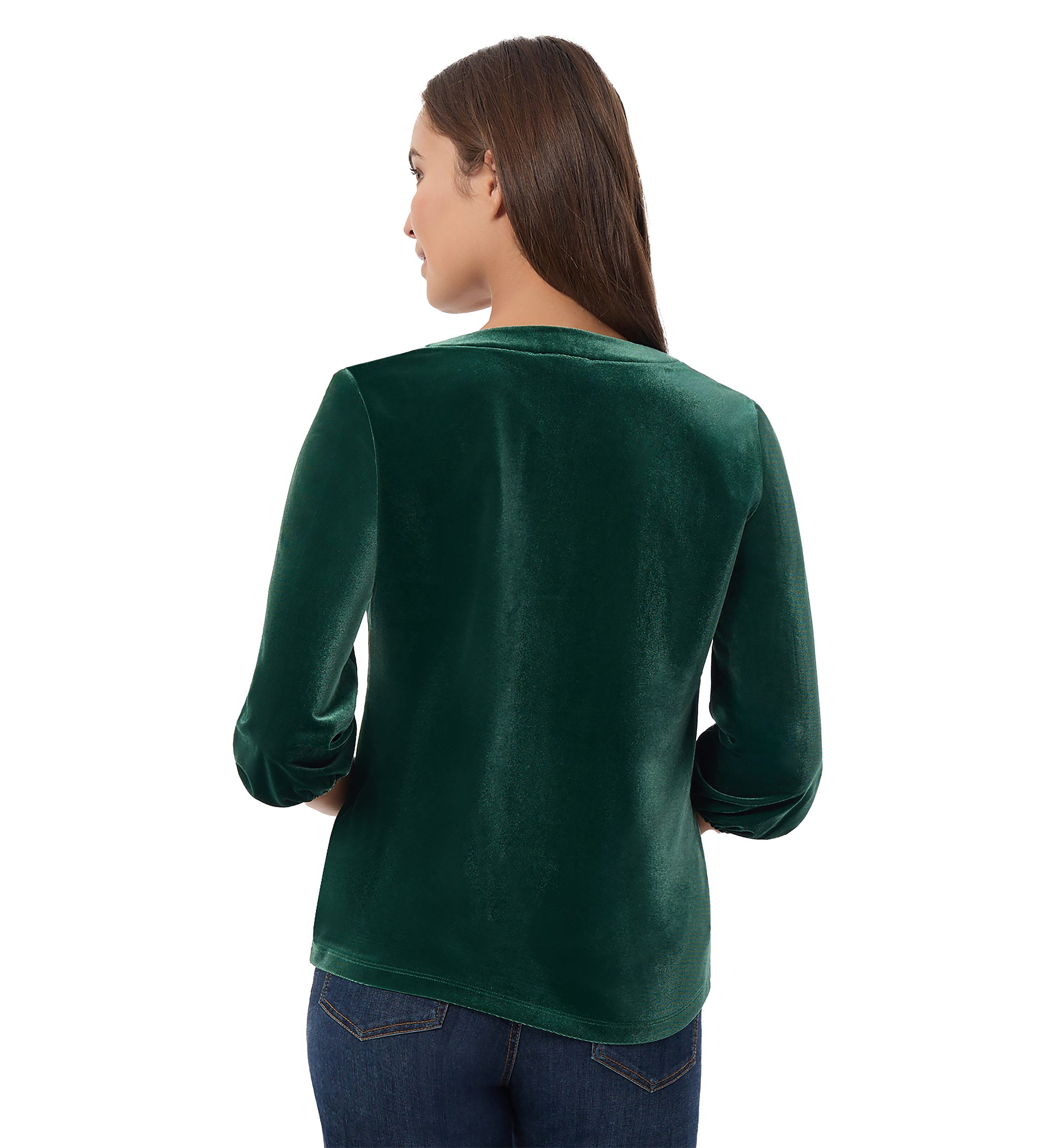 Womens 3/4 Sleeve Velour Blouse 