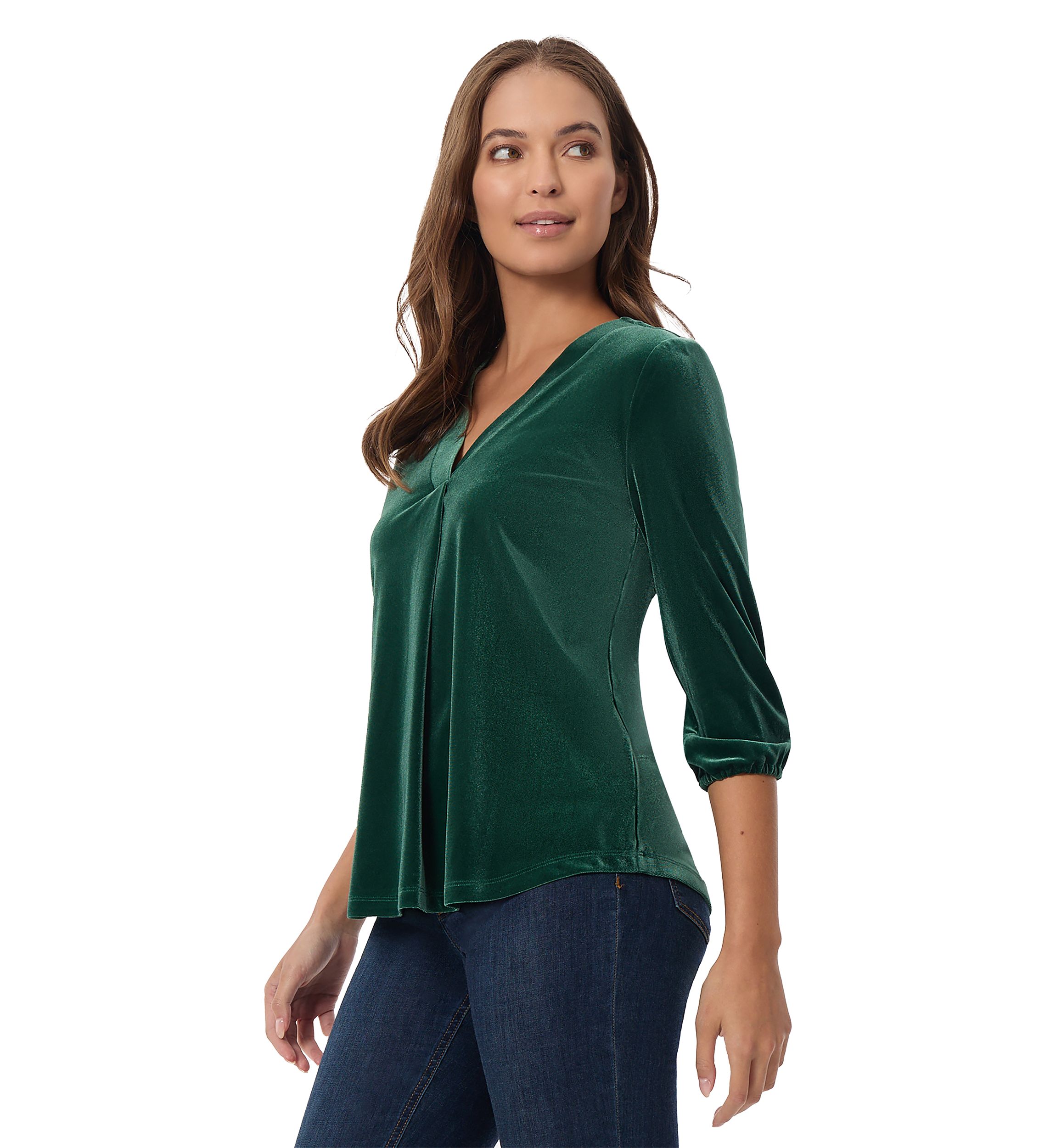 Womens 3/4 Sleeve Velour Blouse 