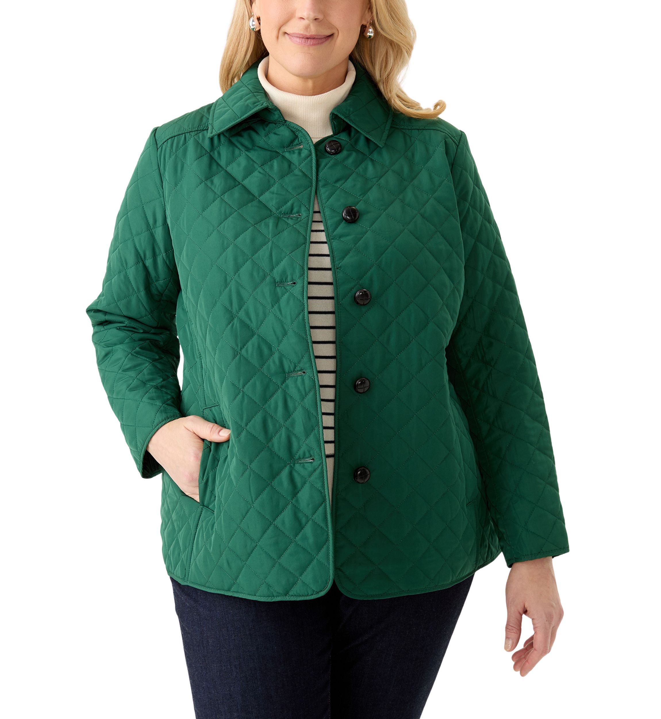 Plus Size 5 Button Quilted Jacket