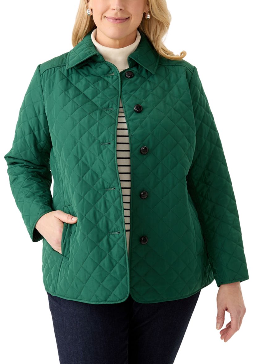 Plus Size 5 Button Quilted Jacket