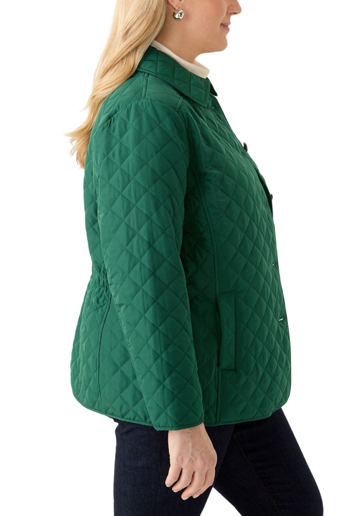 Plus Size 5 Button Quilted Jacket