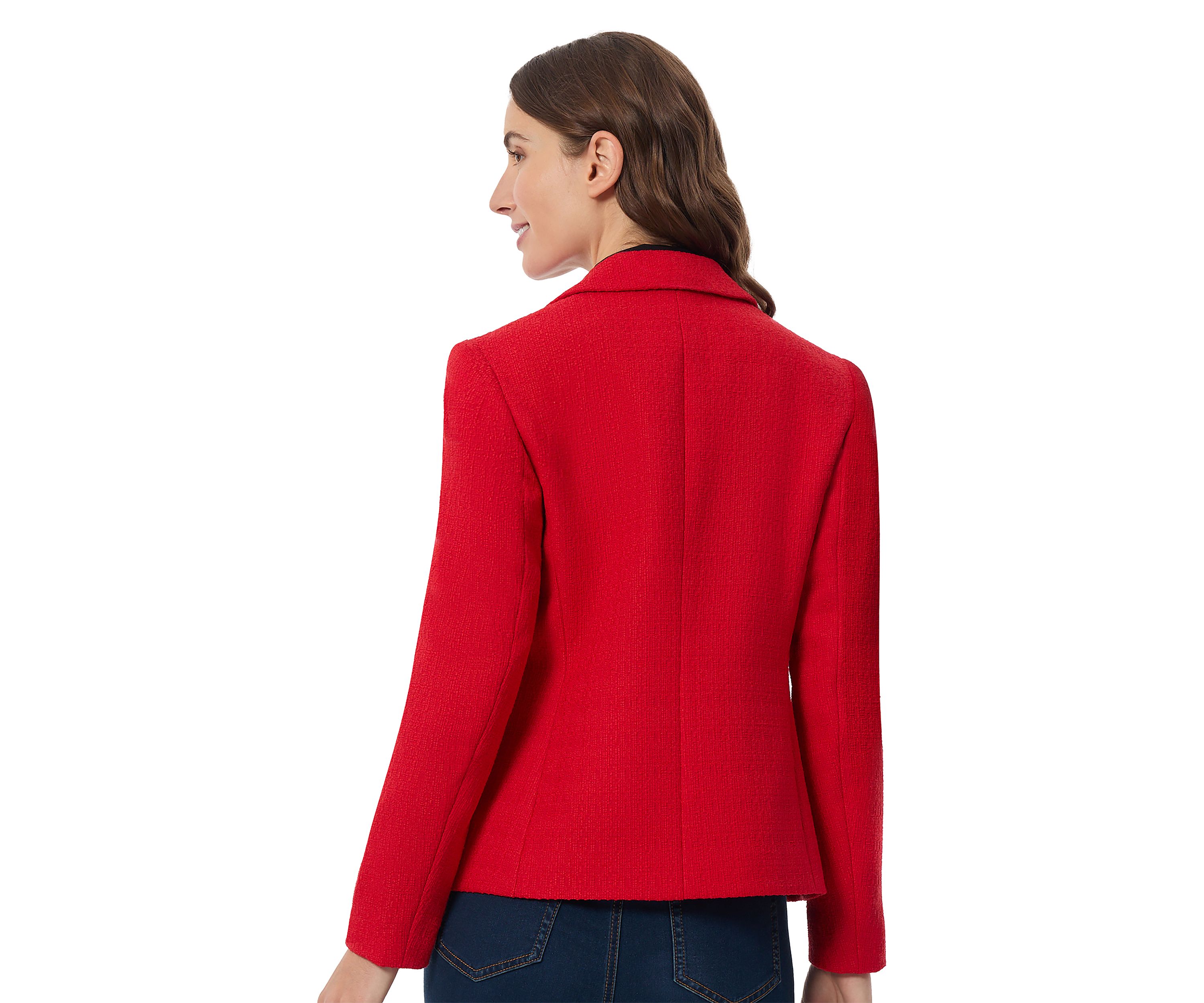 Womens Faux Double Breasted Tweed Jacket 