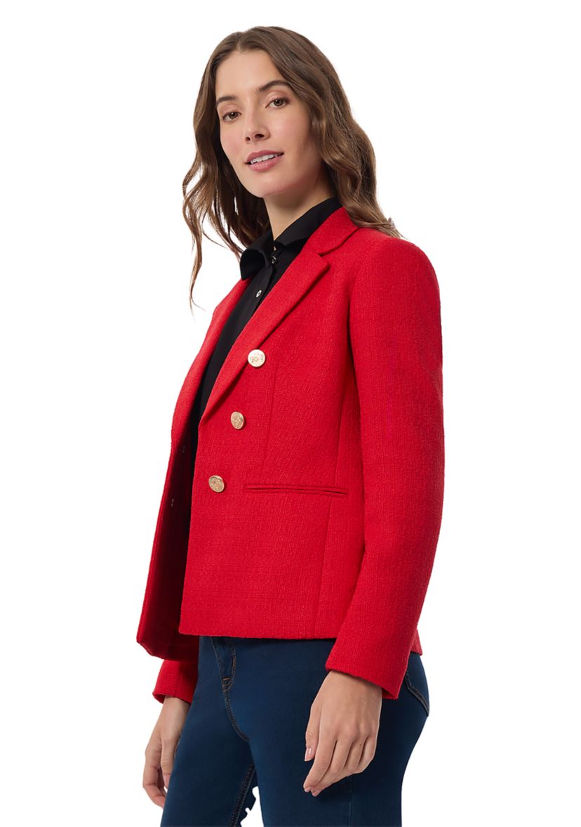 Womens Faux Double Breasted Tweed Jacket 