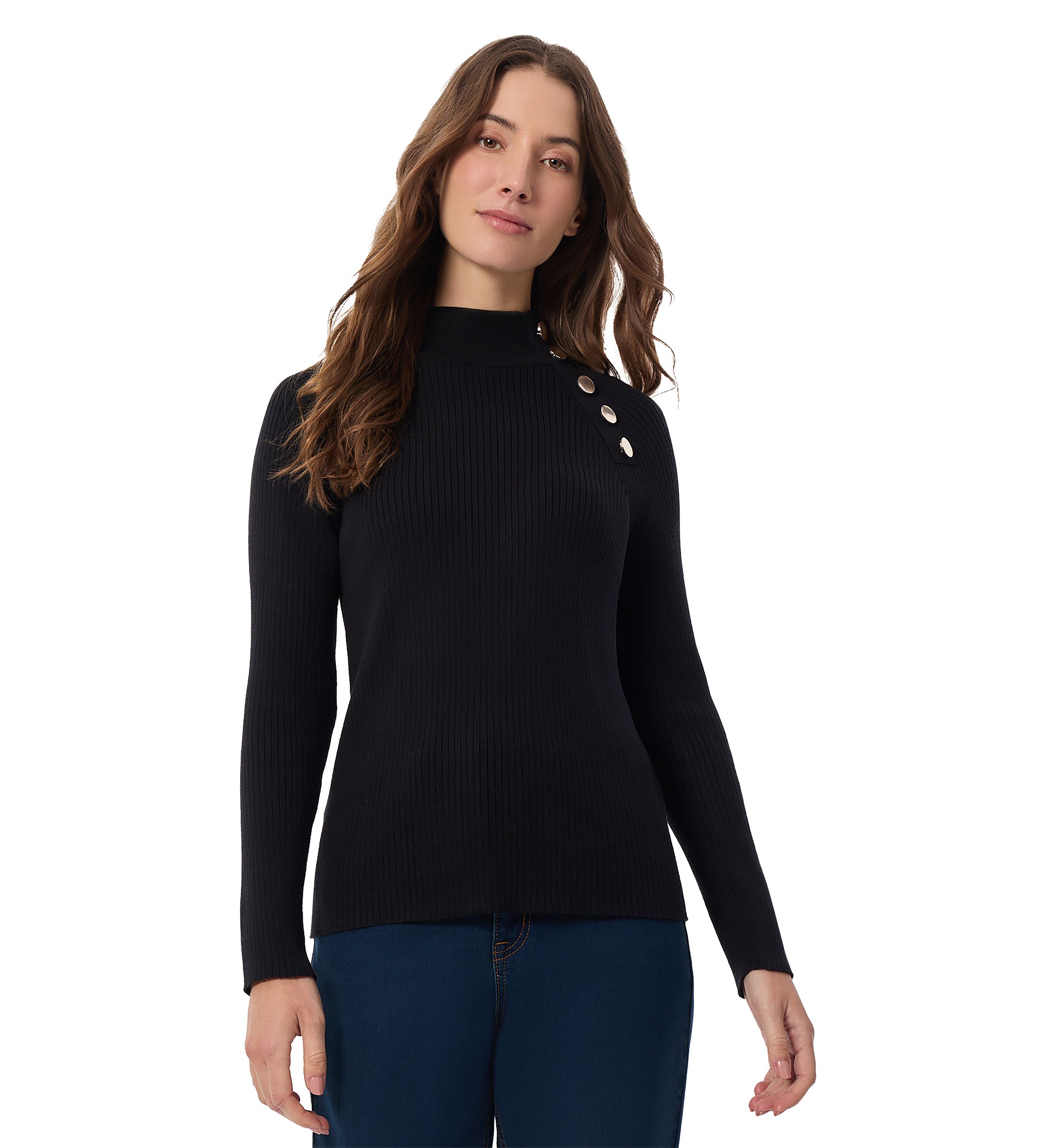 Womens Long Sleeve Ribbed Pullover Sweater 
