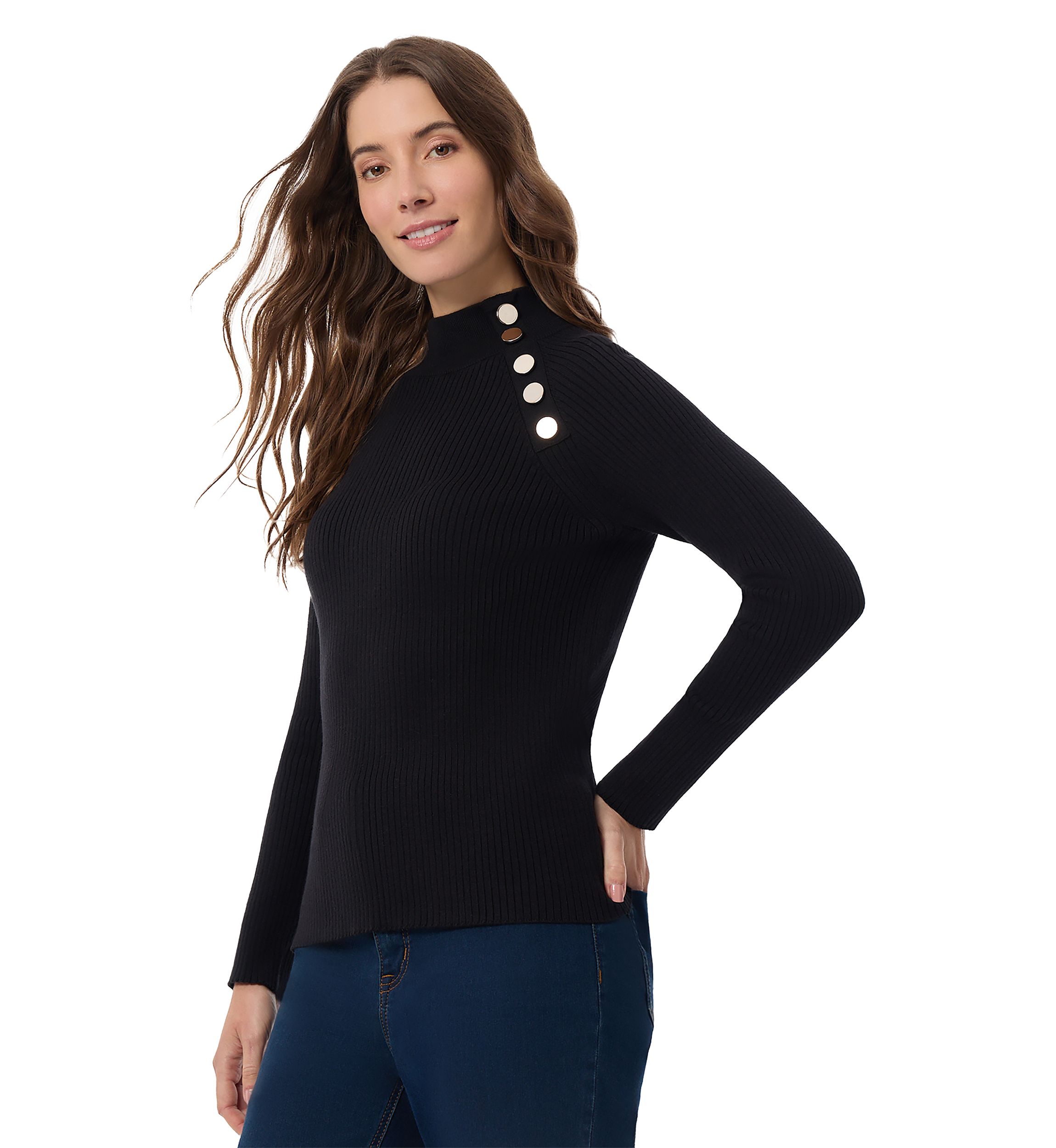 Womens Long Sleeve Ribbed Pullover Sweater 
